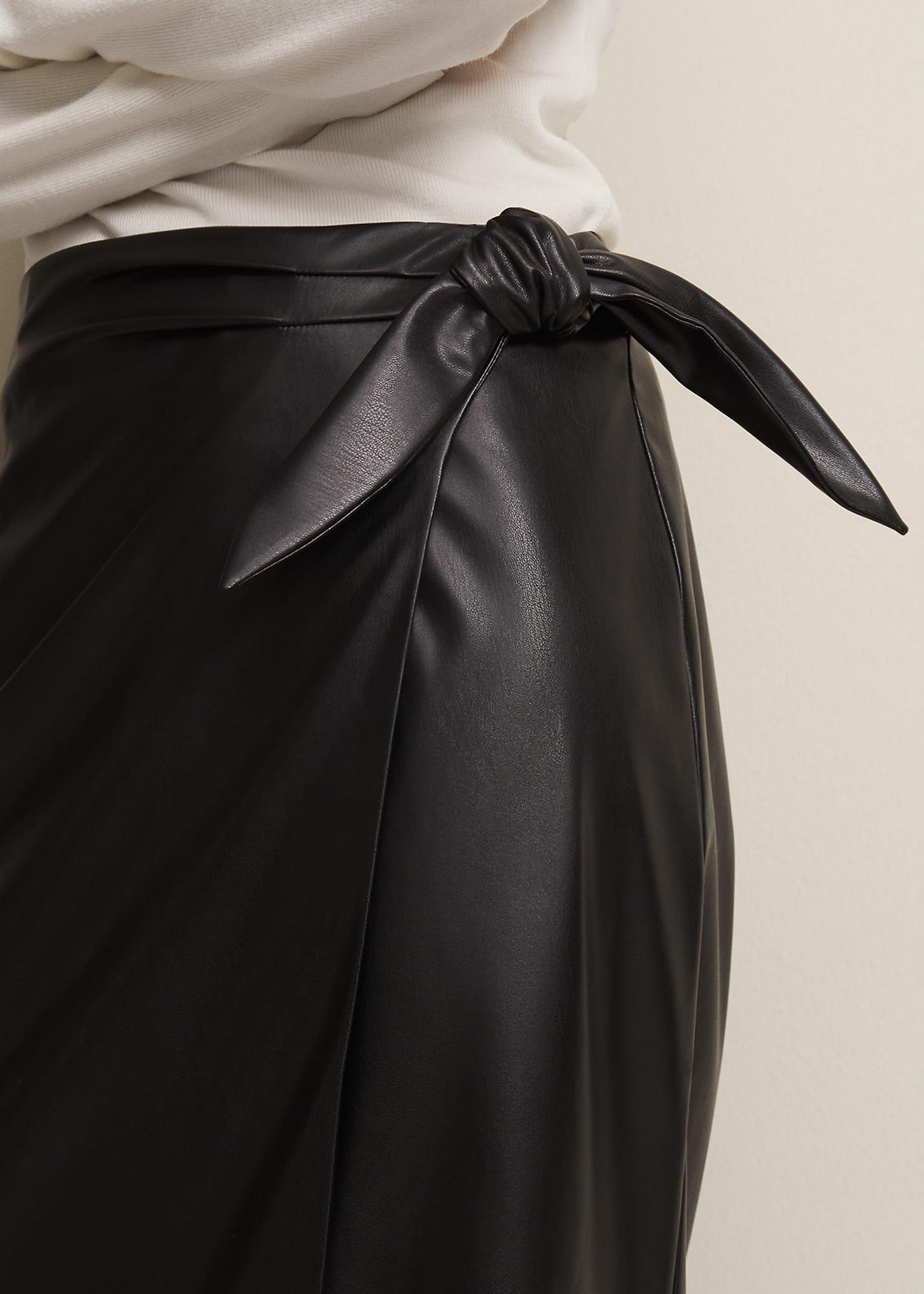 Noha Faux Leather Wrap Maxi Skirt