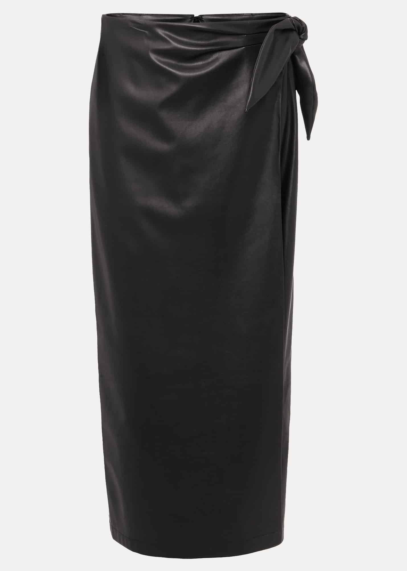 Noha Faux Leather Wrap Maxi Skirt