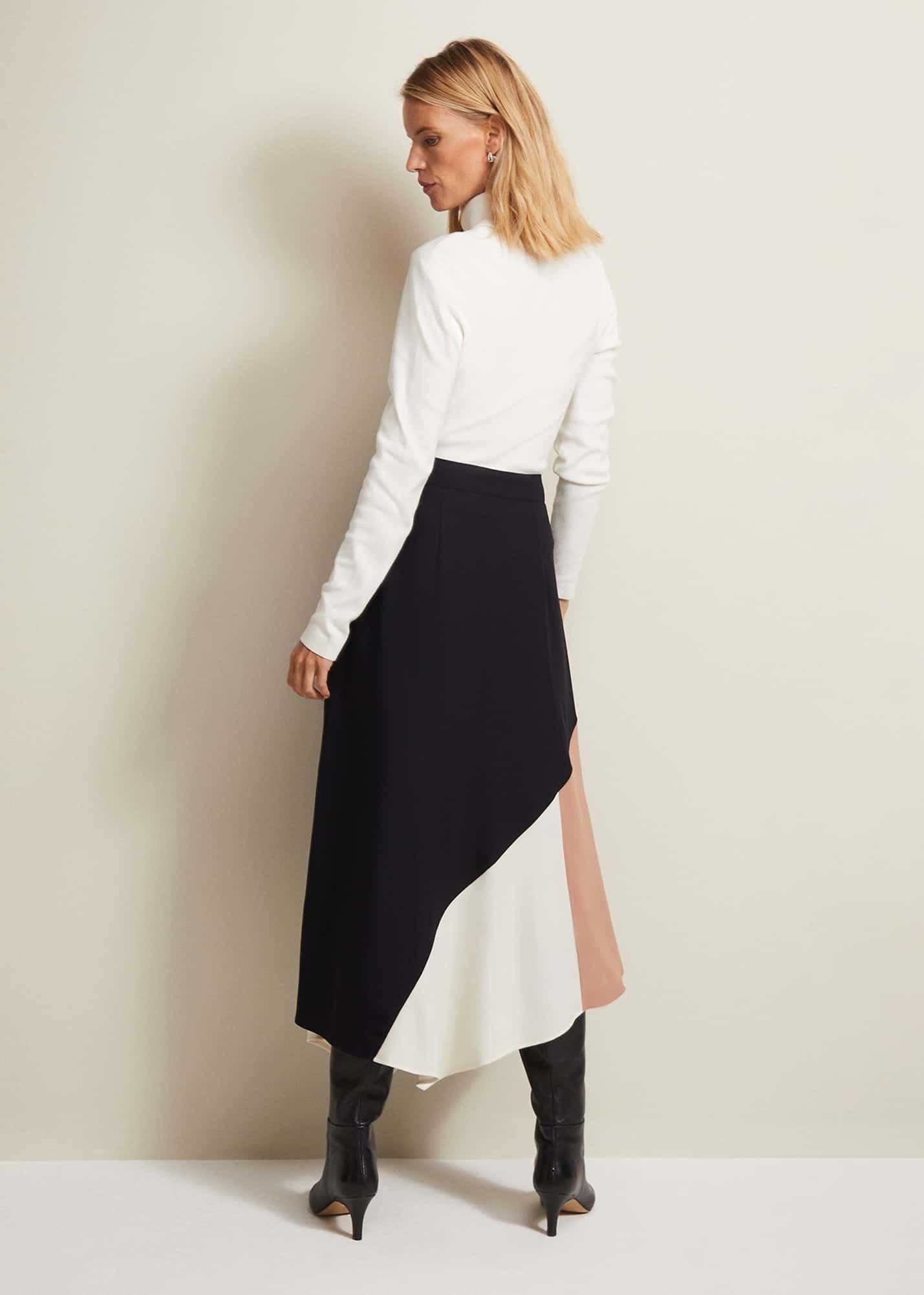 Zelaina Asymmetric Midi Skirt