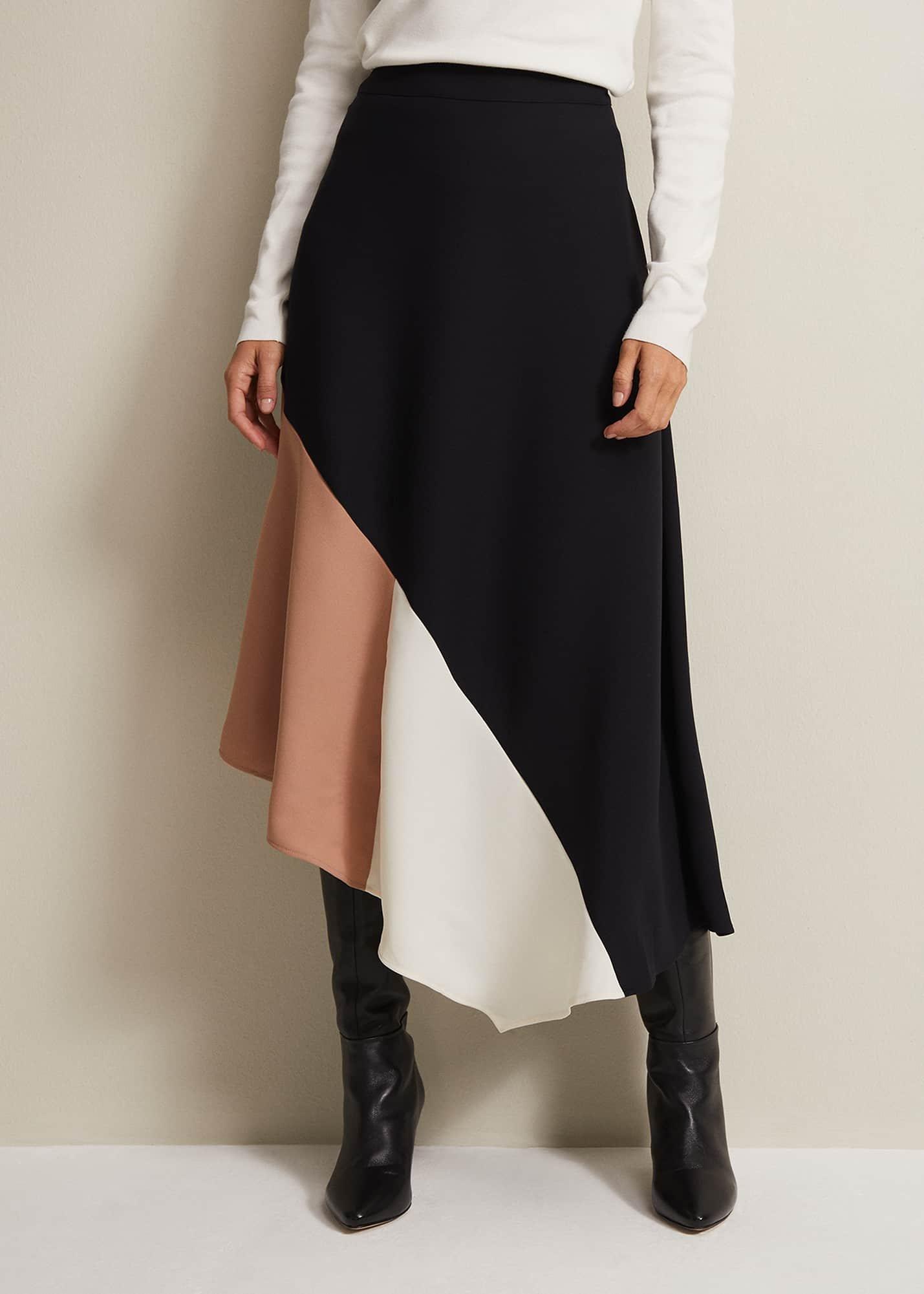 Zelaina Asymmetric Midi Skirt