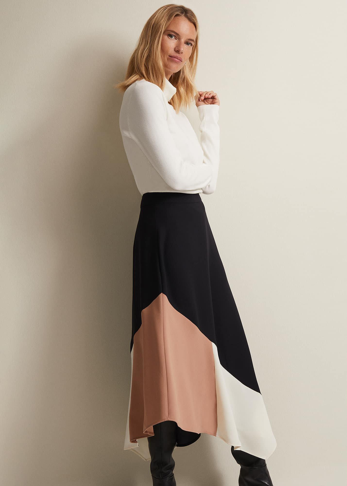 Zelaina Asymmetric Midi Skirt