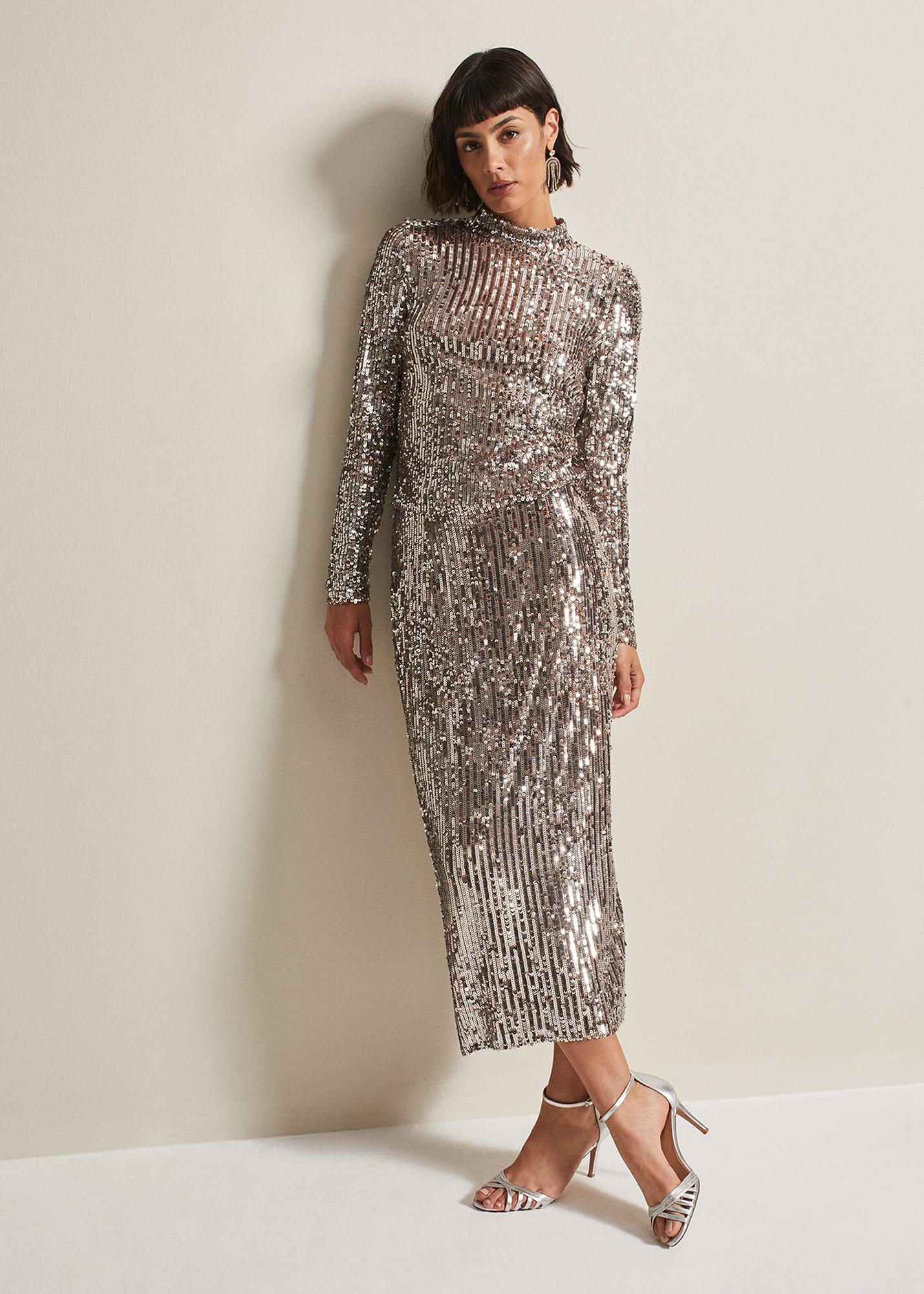 Milani Sequin Pencil Midi Skirt