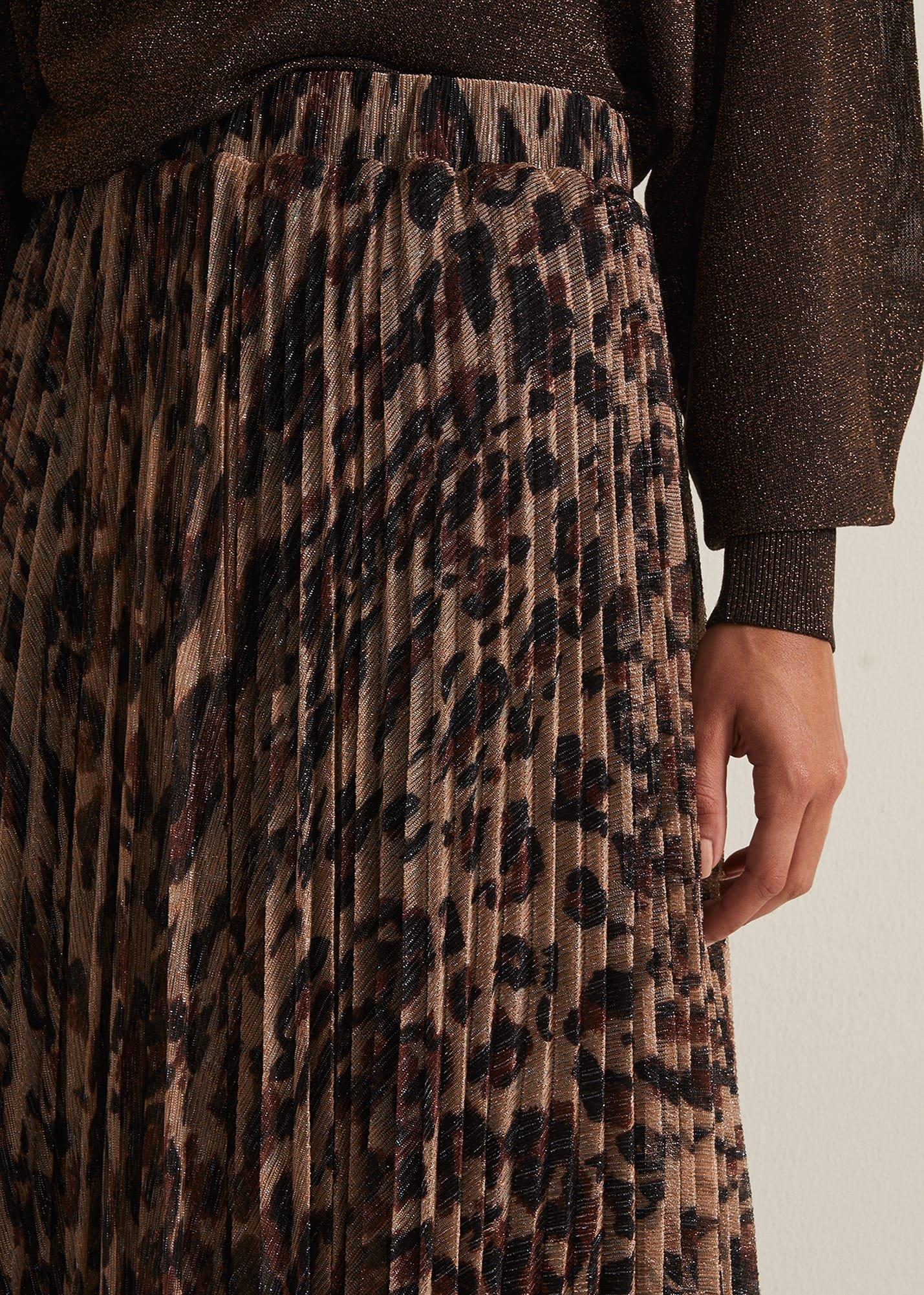 Lesia Leopard Pleated Maxi Skirt