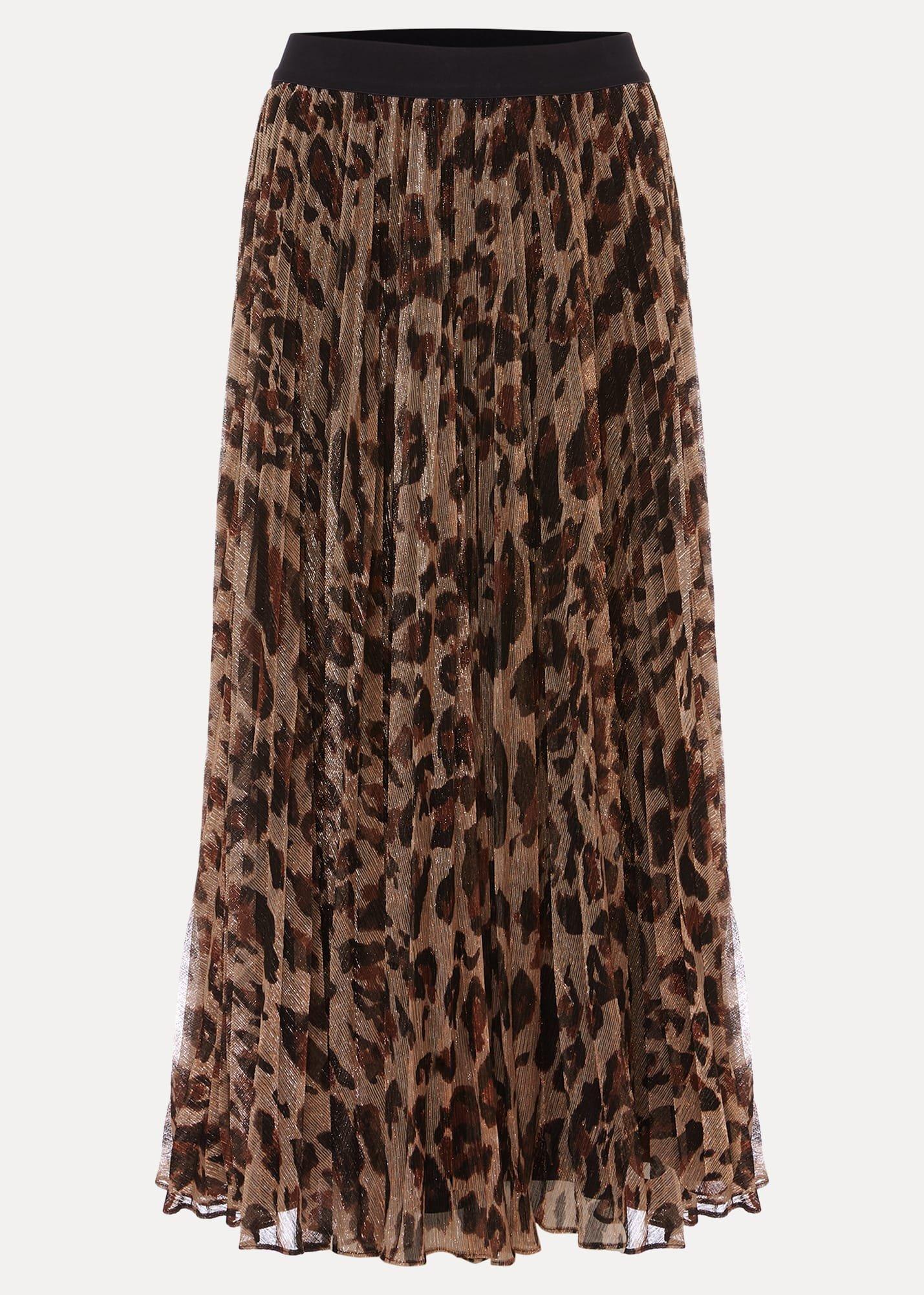 Lesia Leopard Pleated Maxi Skirt