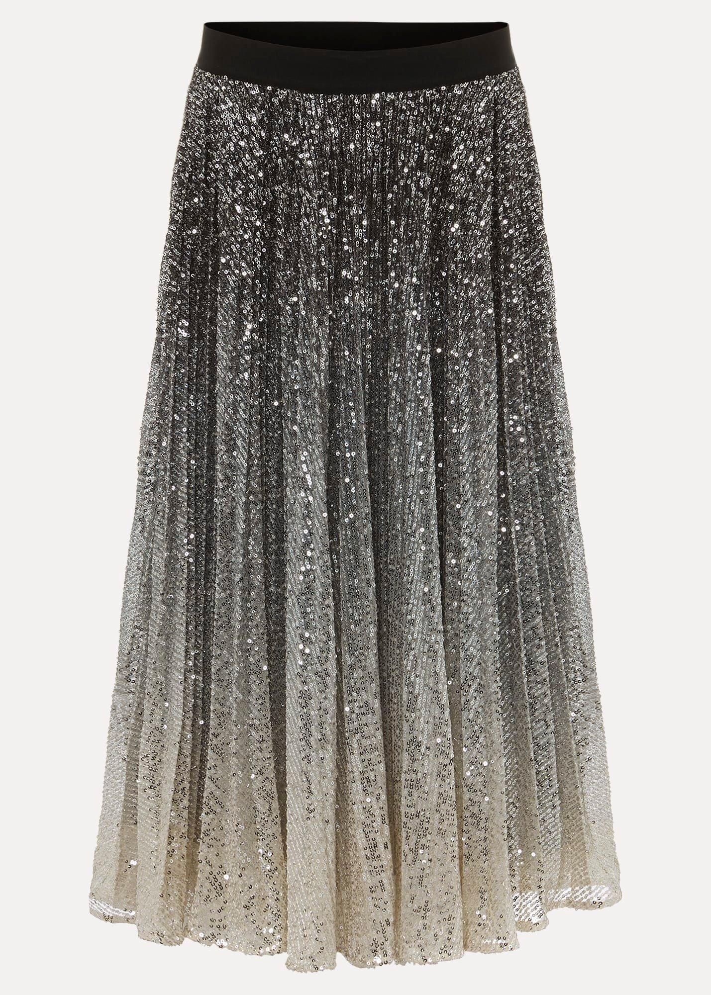 Celeste Sequin Ombre Pleated Midi Skirt