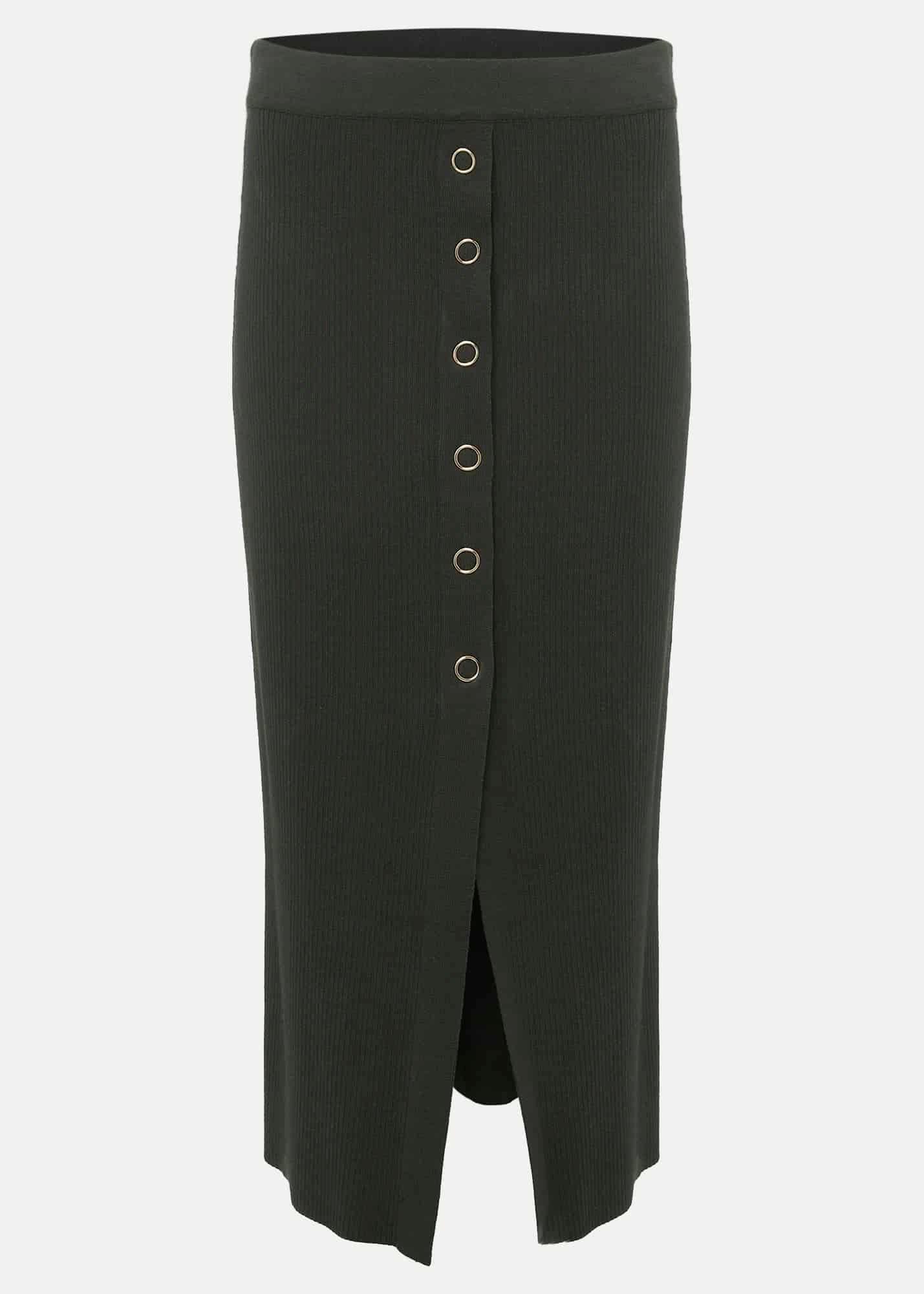 Irina Ribbed Button Detail Skirt