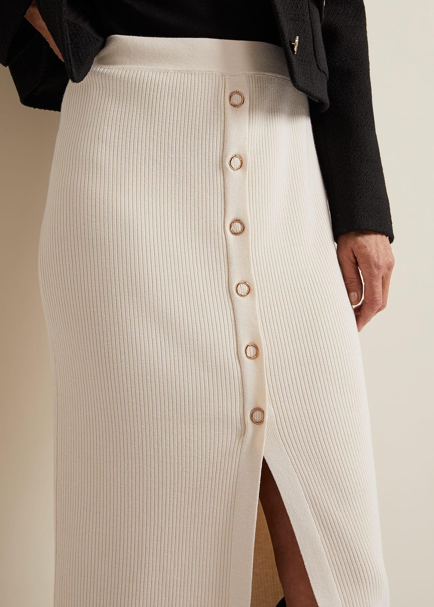 Irina Button Front Rib Skirt