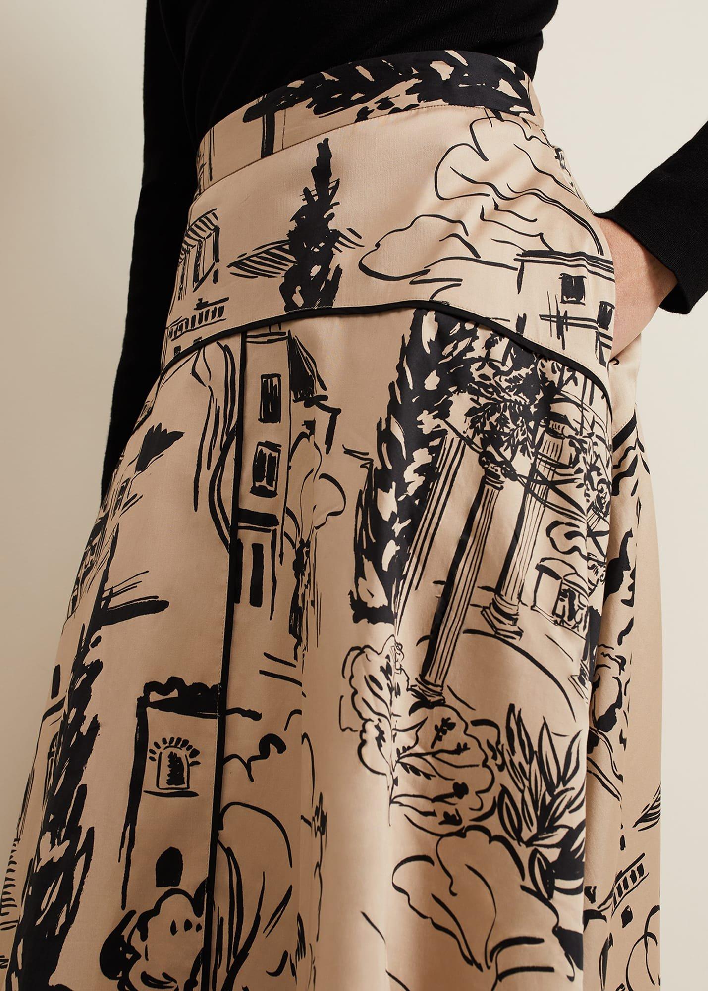 Mavis Tuscan Print Midi Skirt