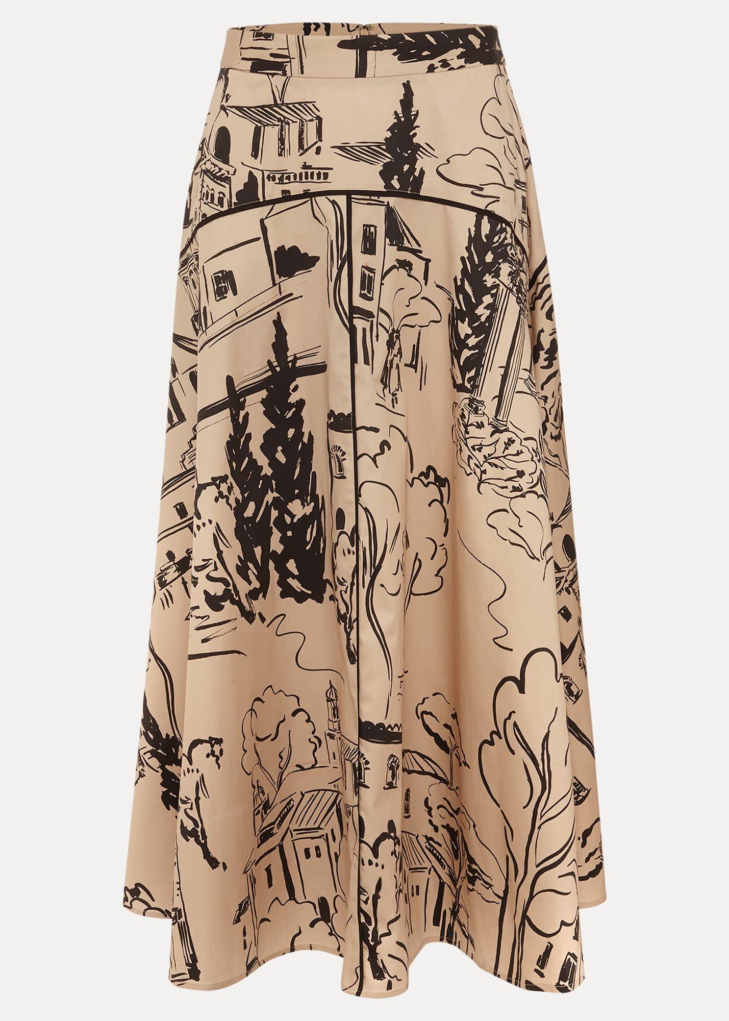 Mavis Tuscan Print Midi Skirt