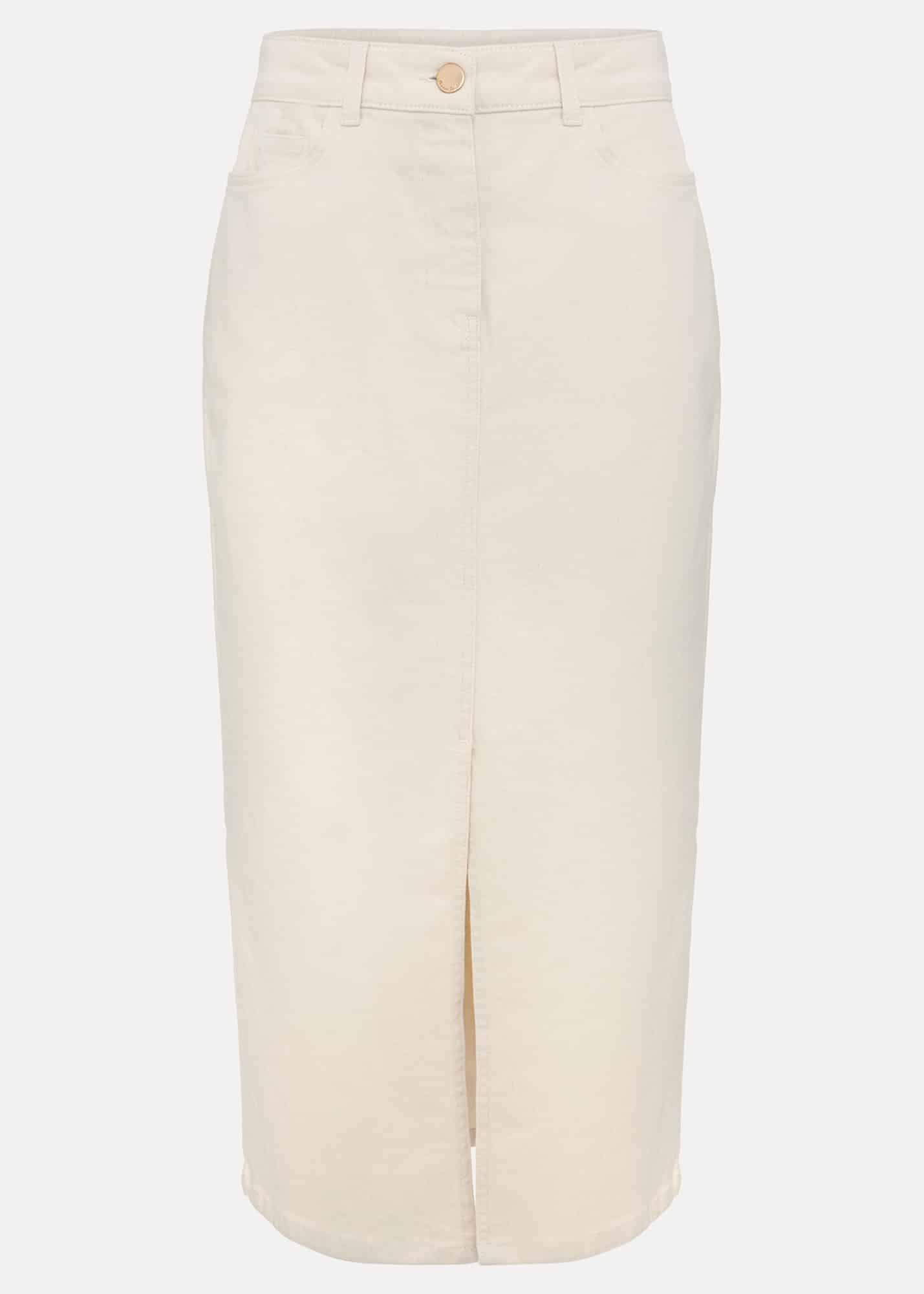 Amani Ecru Denim Midi Skirt