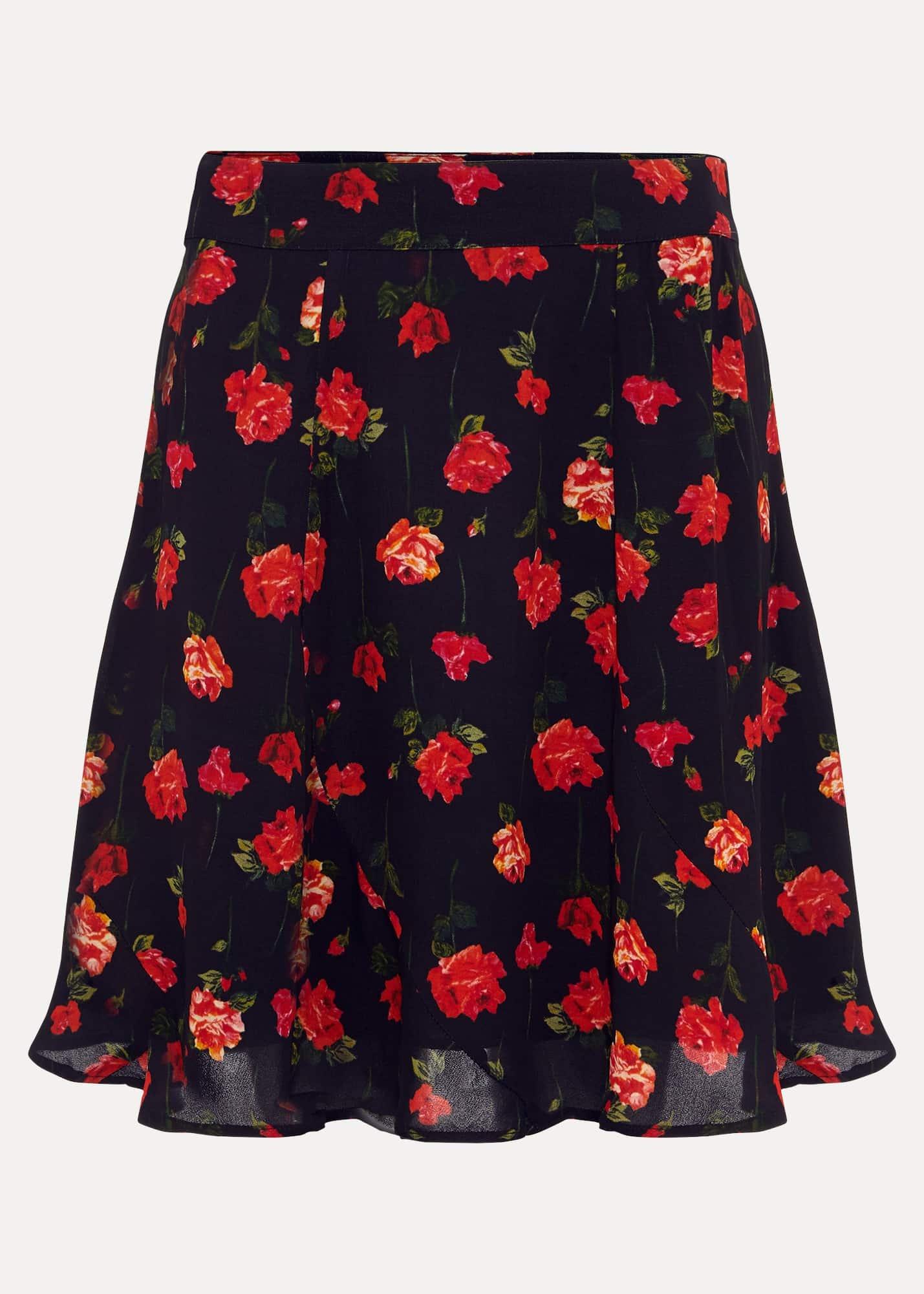Ilaria Rose Print Flippy Skirt