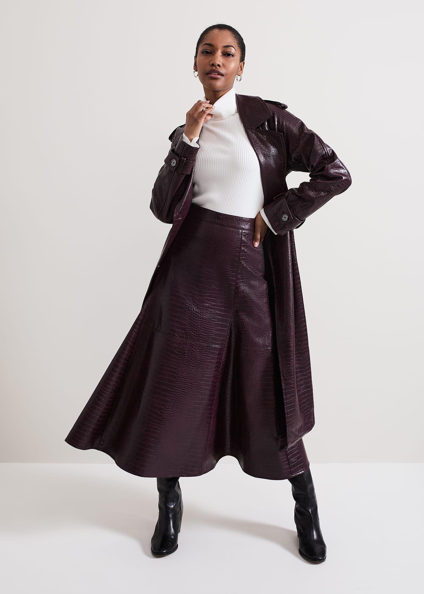 Carla Croc Pu Midi Skirt