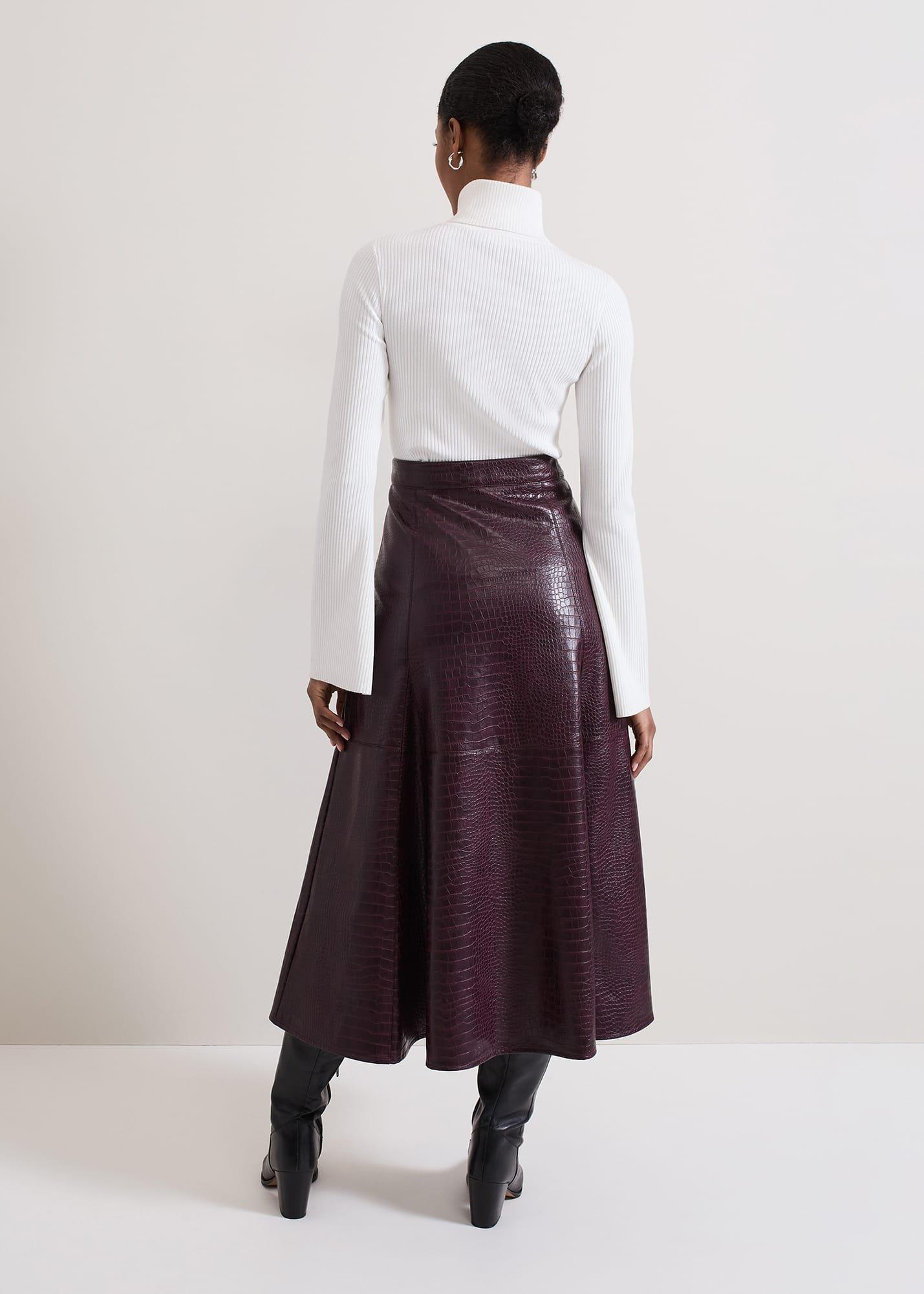 Carla Croc Pu Midi Skirt