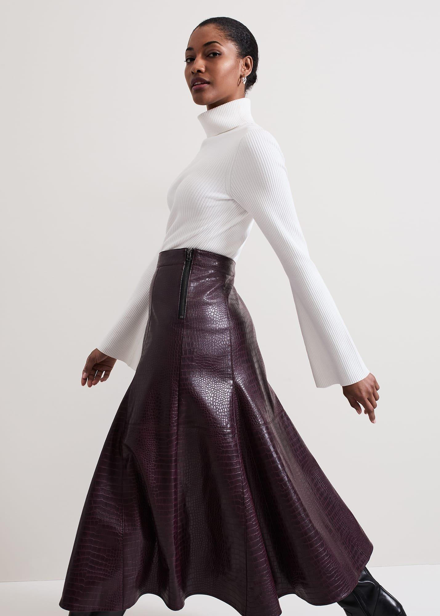 Carla Croc Pu Midi Skirt