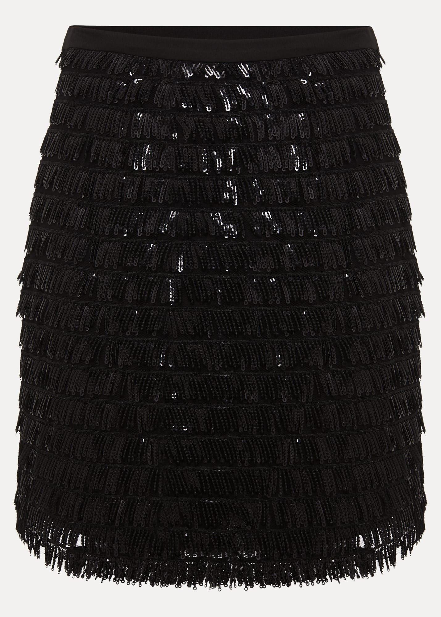 Dolly Black Fringe Mini Skirt