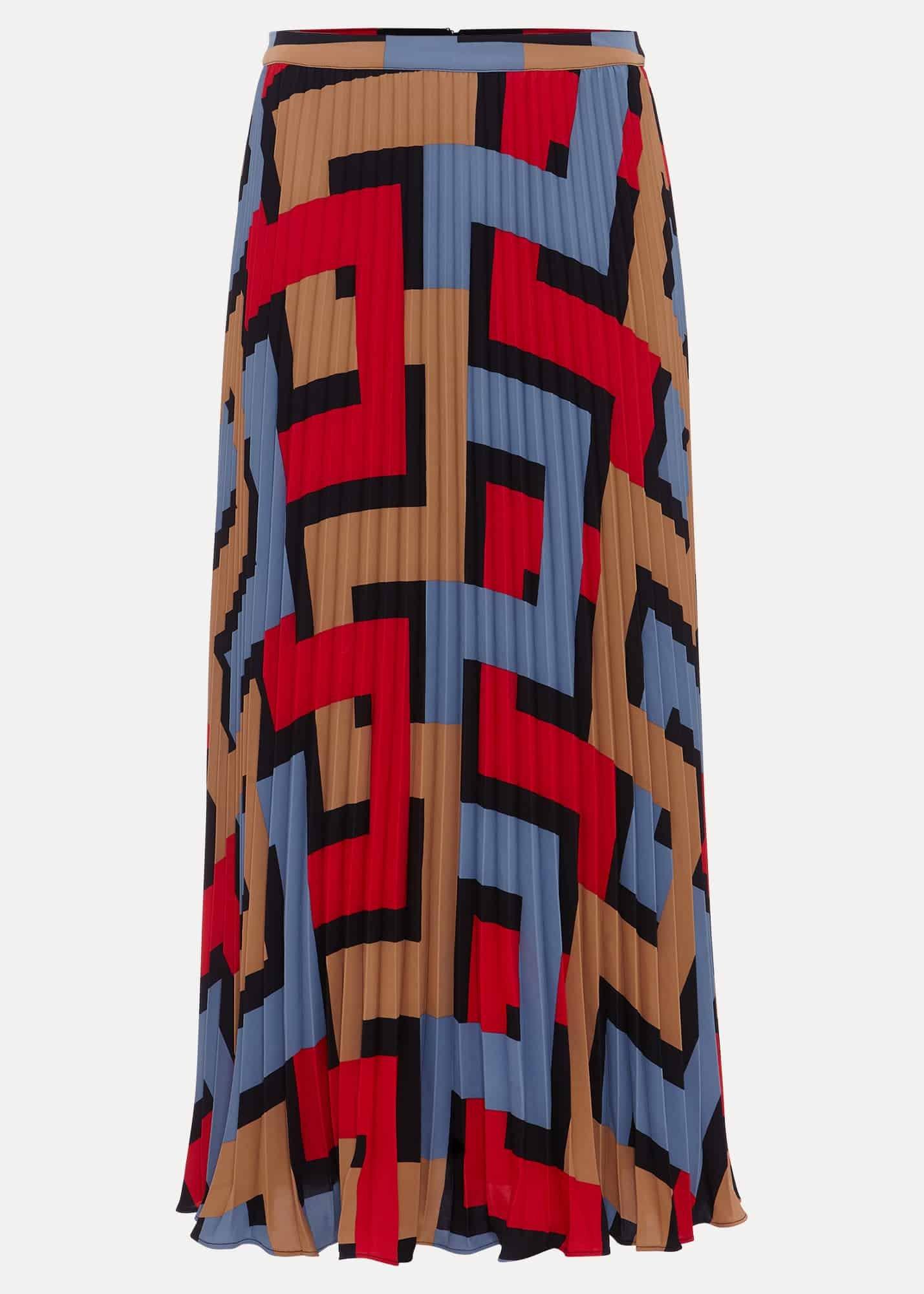 Elmina Geo Pleated Midi Skirt