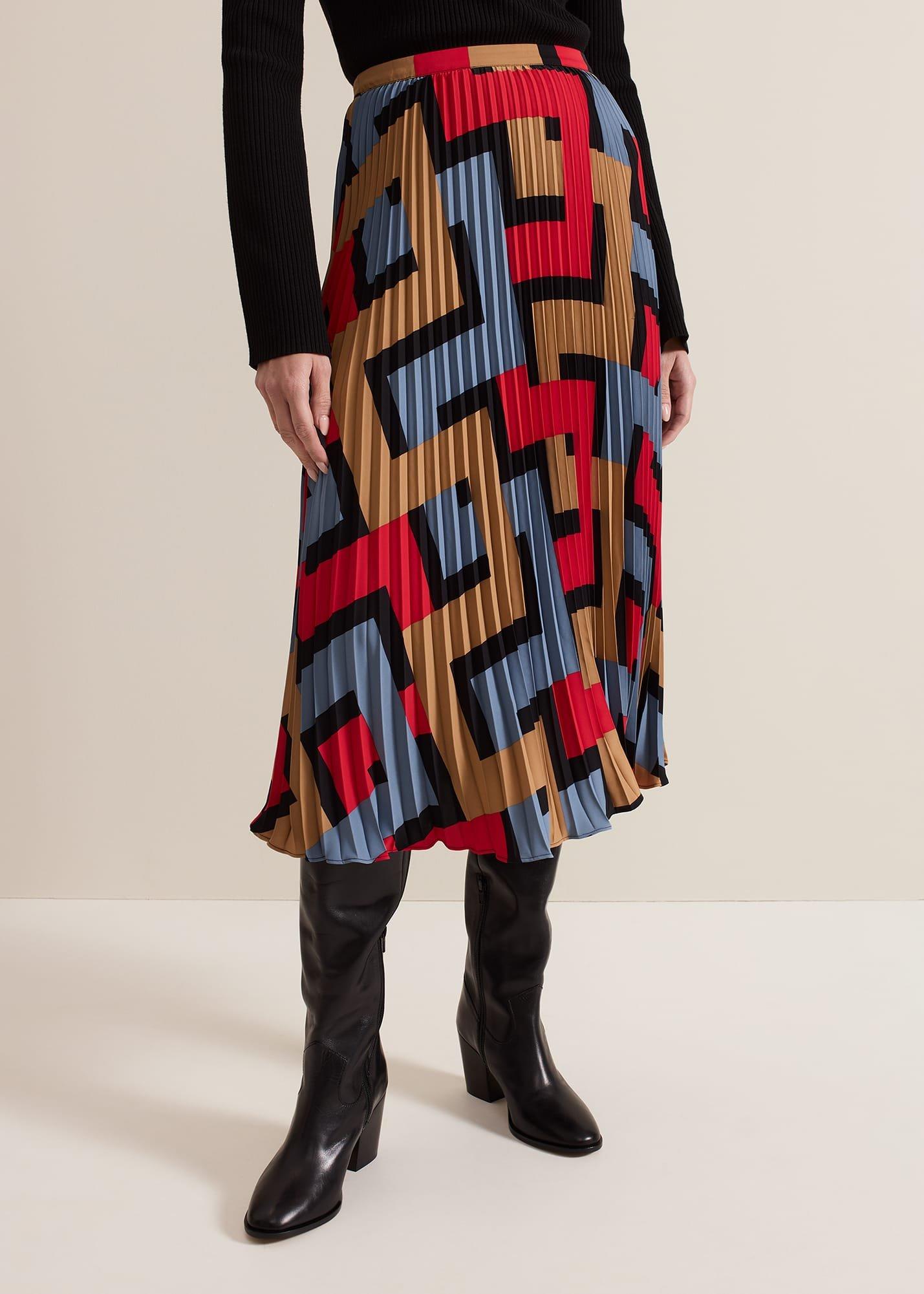 ${product-id}-Petite Elmina Geo Pleated Midi Skirt-Black-${view-type}