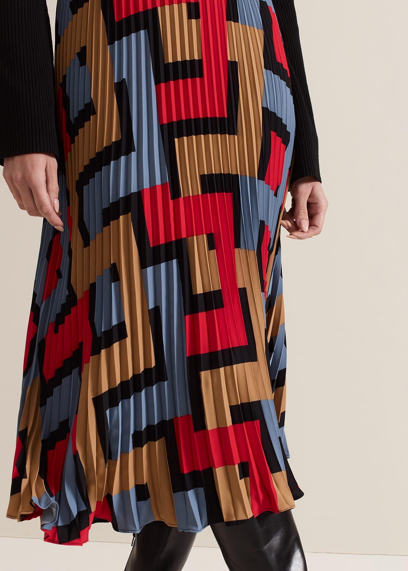 ${product-id}-Petite Elmina Geo Pleated Midi Skirt-Black-${view-type}