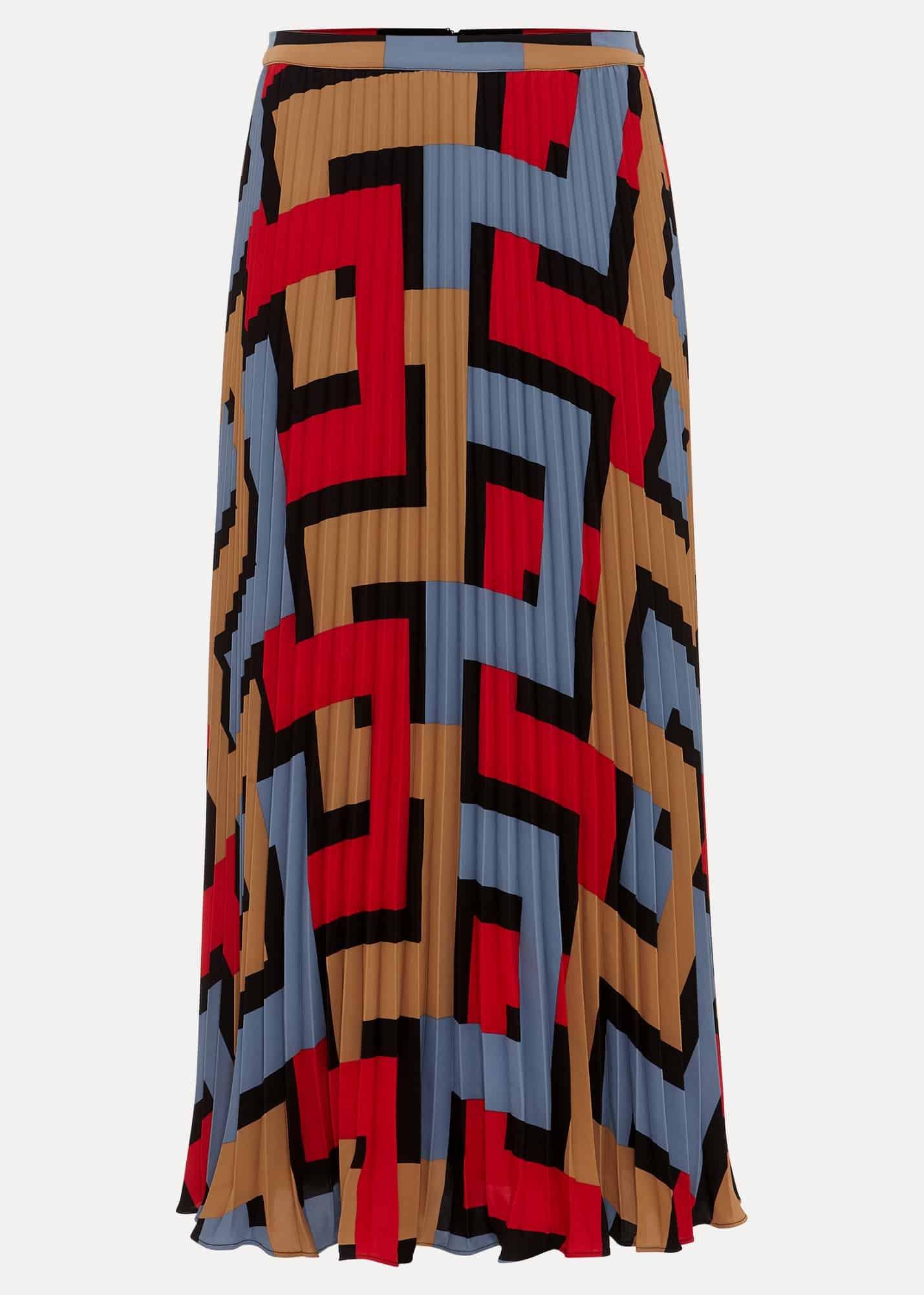 Petite Elmina Geo Pleated Midi Skirt