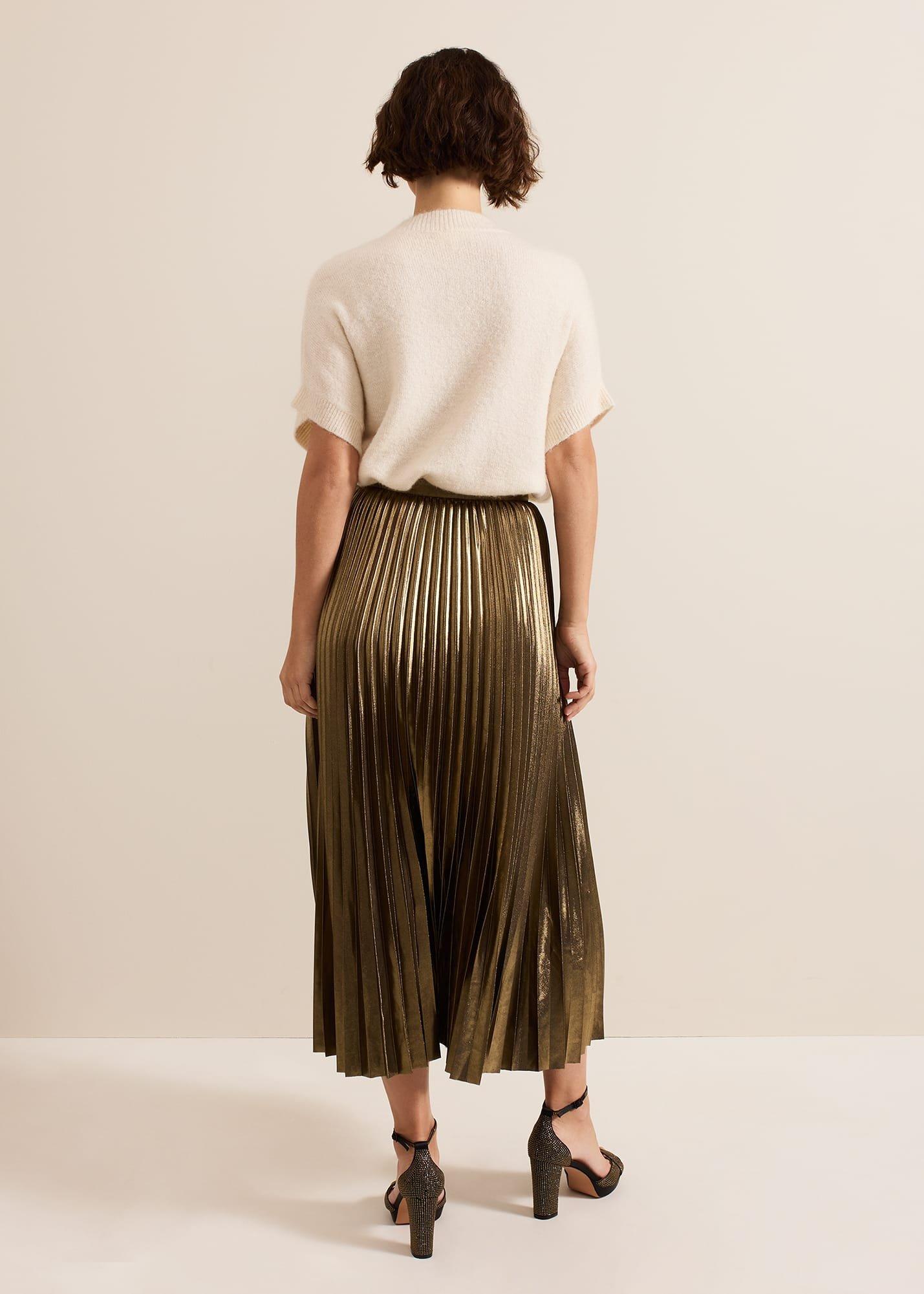 Dhalia Gold Foil Pleated Skirt