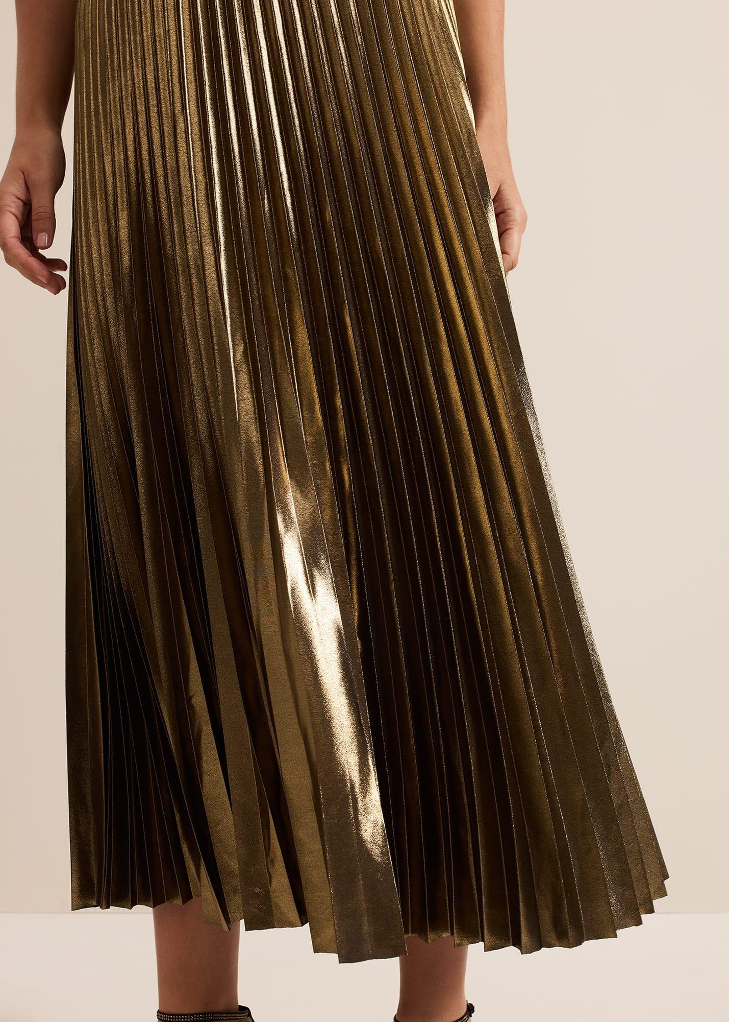 Dhalia Gold Foil Pleated Skirt