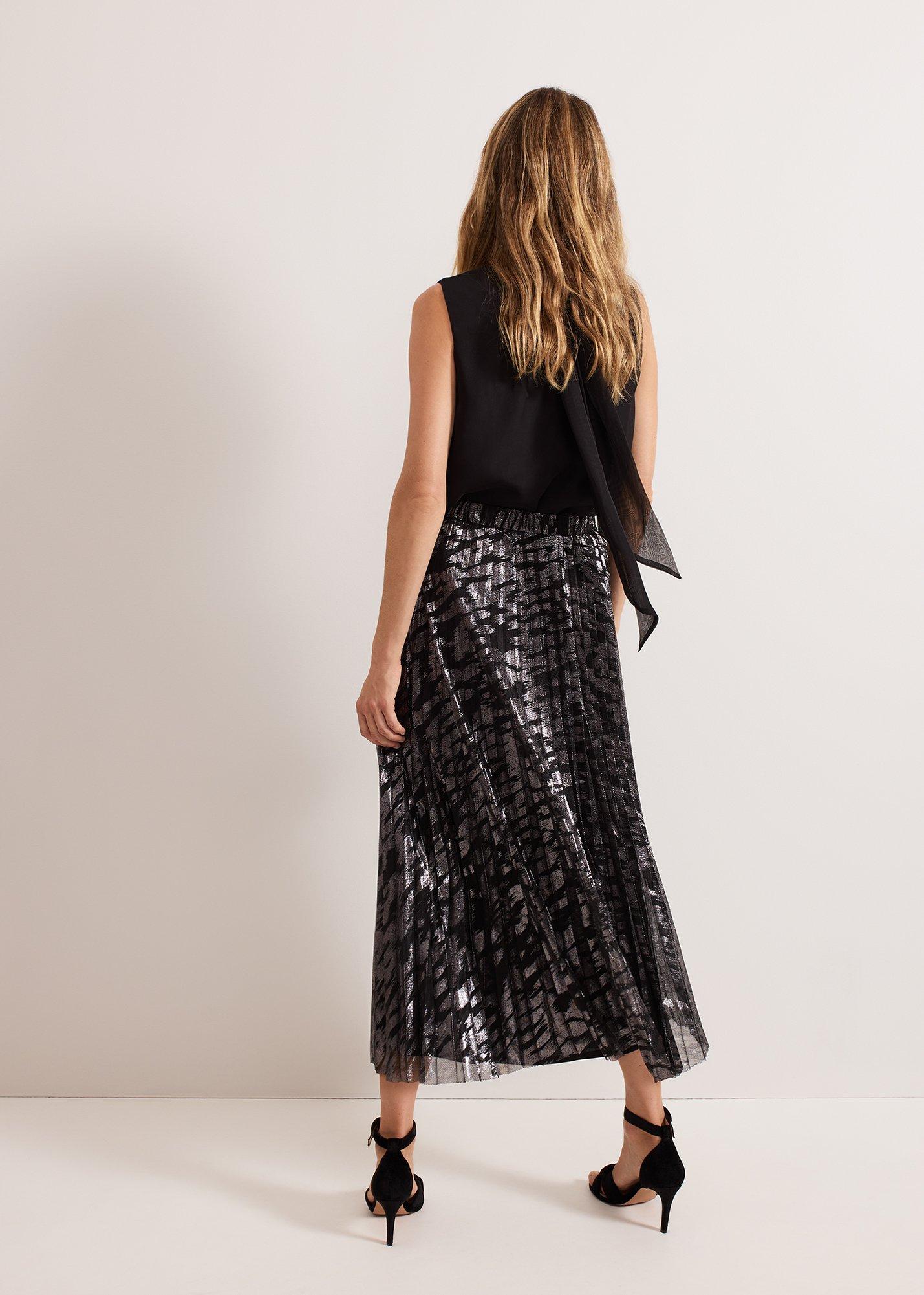 Zoe Metallic Pleated Skirt