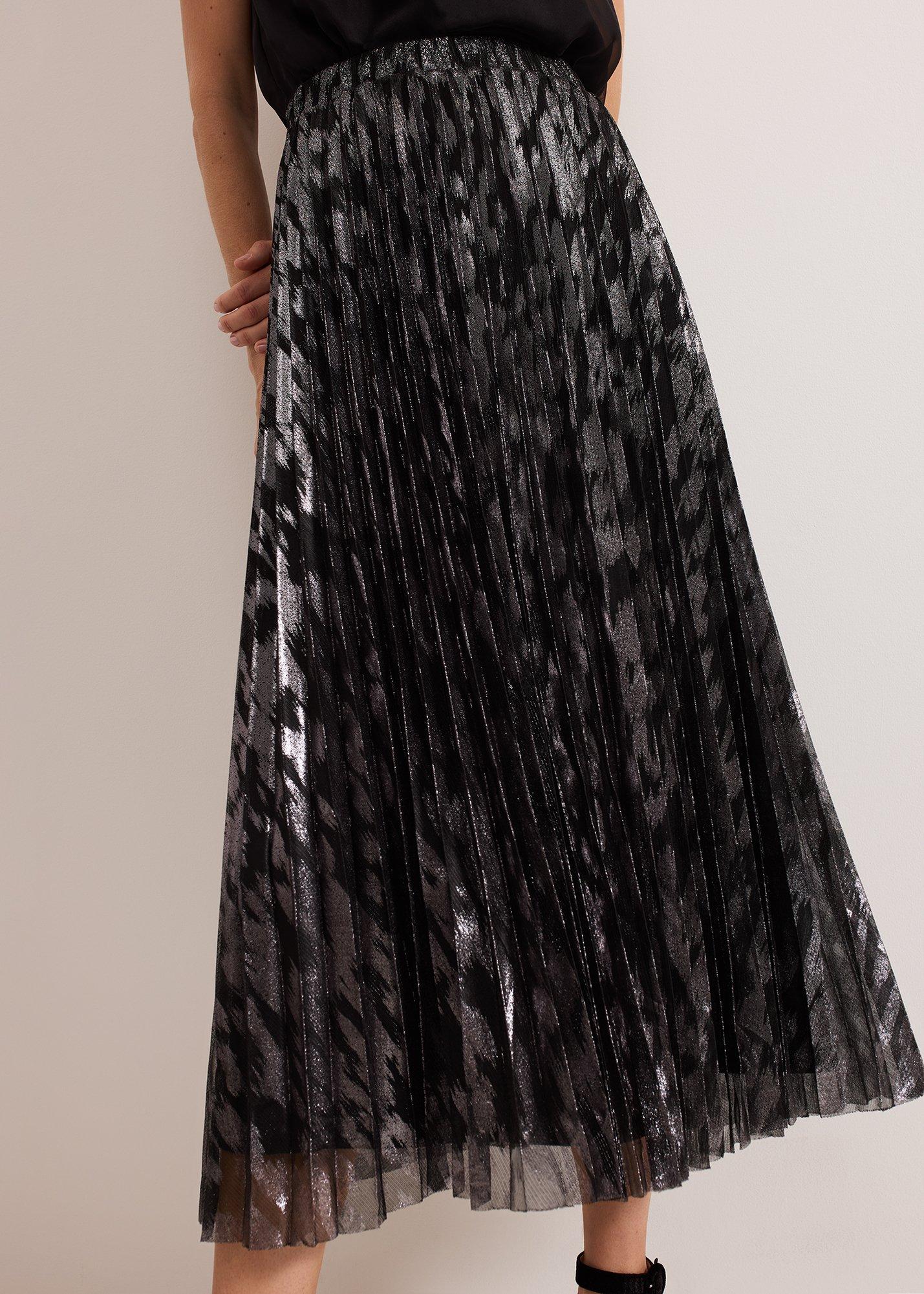 Zoe Metallic Pleated Skirt