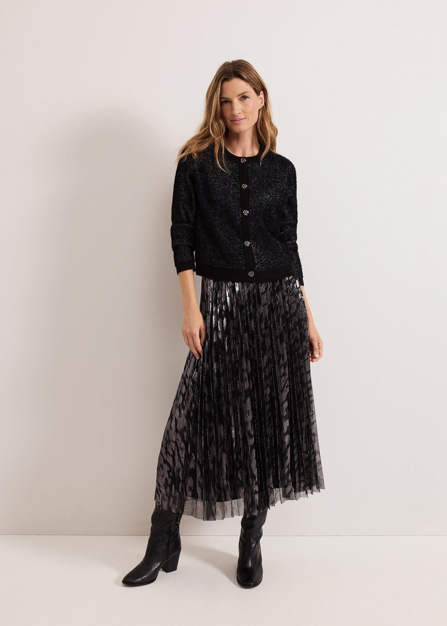 Zoe Metallic Pleated Skirt