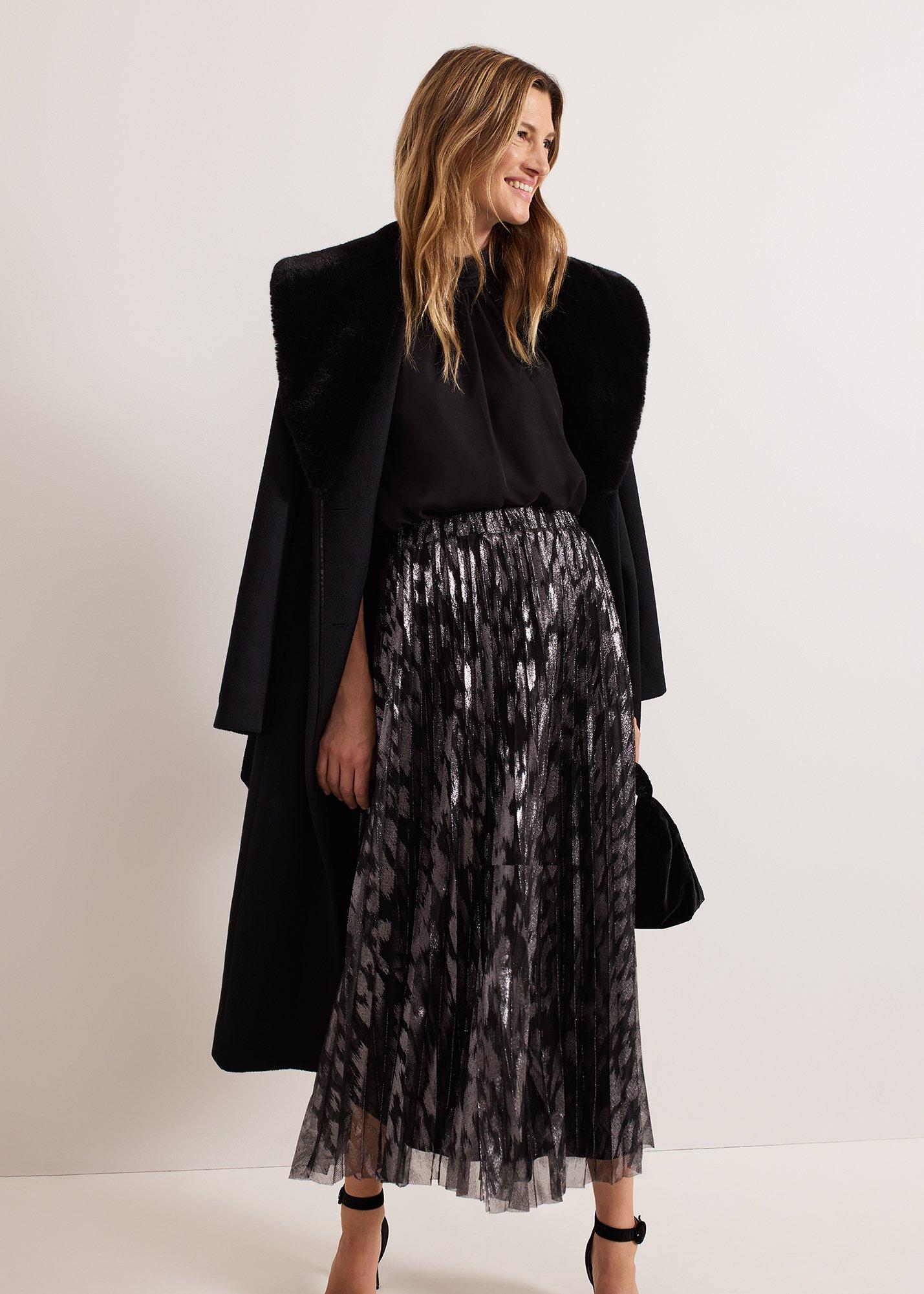 Zoe Metallic Pleated Skirt