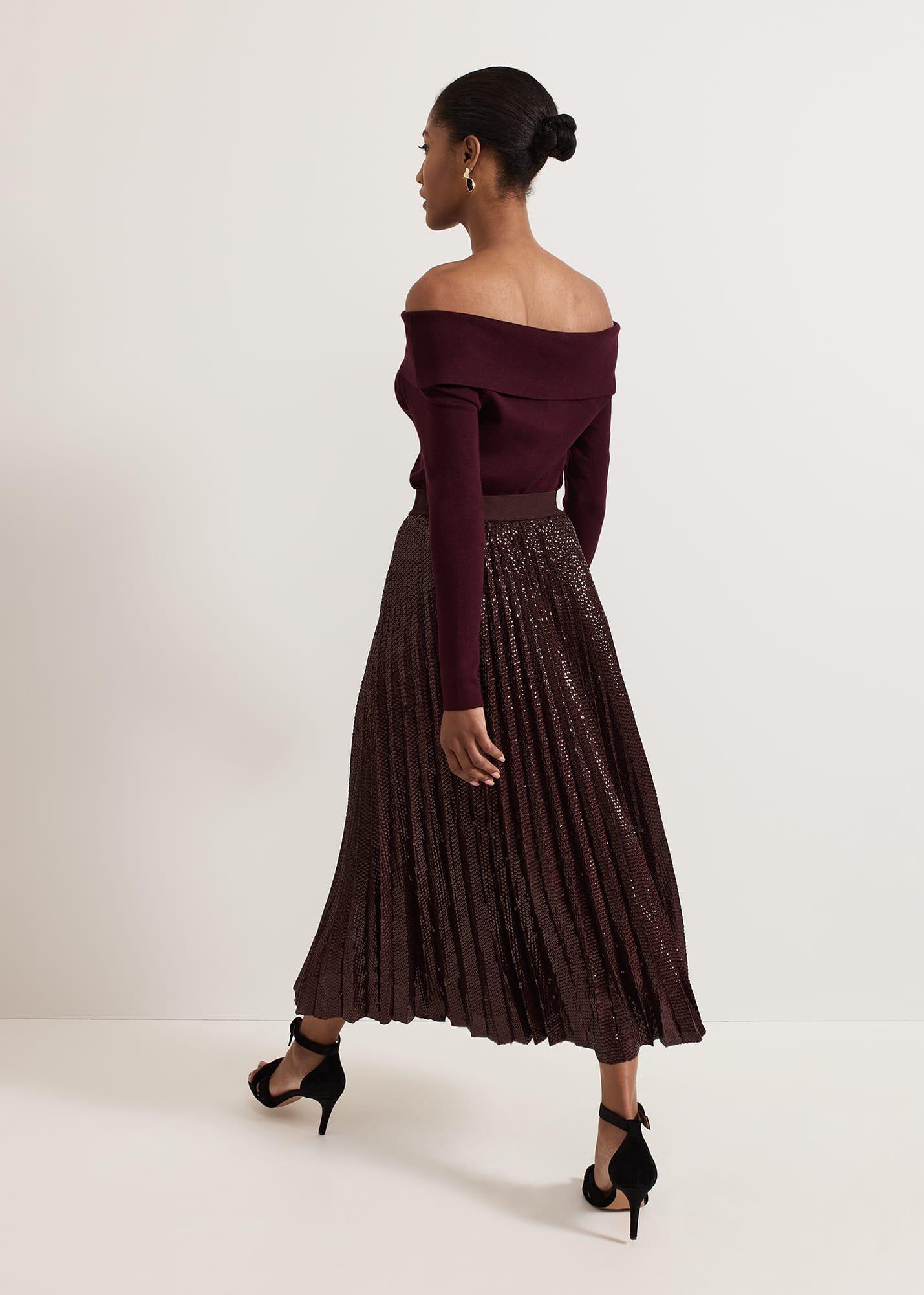 Alaina Sequin Pleated Skirt