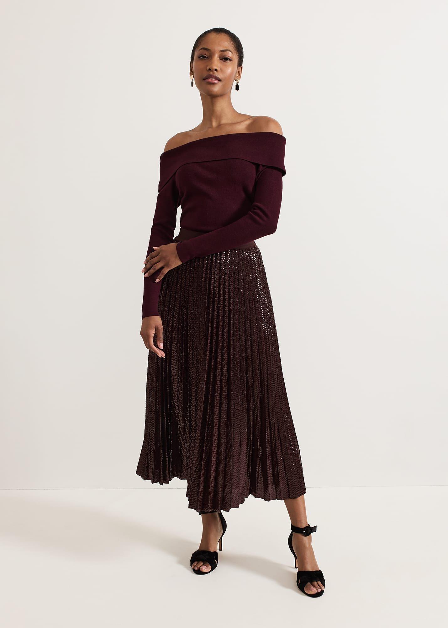 Alaina Sequin Pleated Skirt