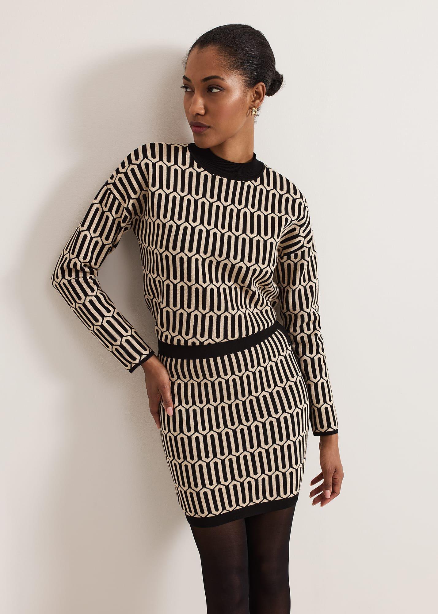 ${product-id}-Tanya Lurex Geo Mini Skirt-Gunmetal-${view-type}