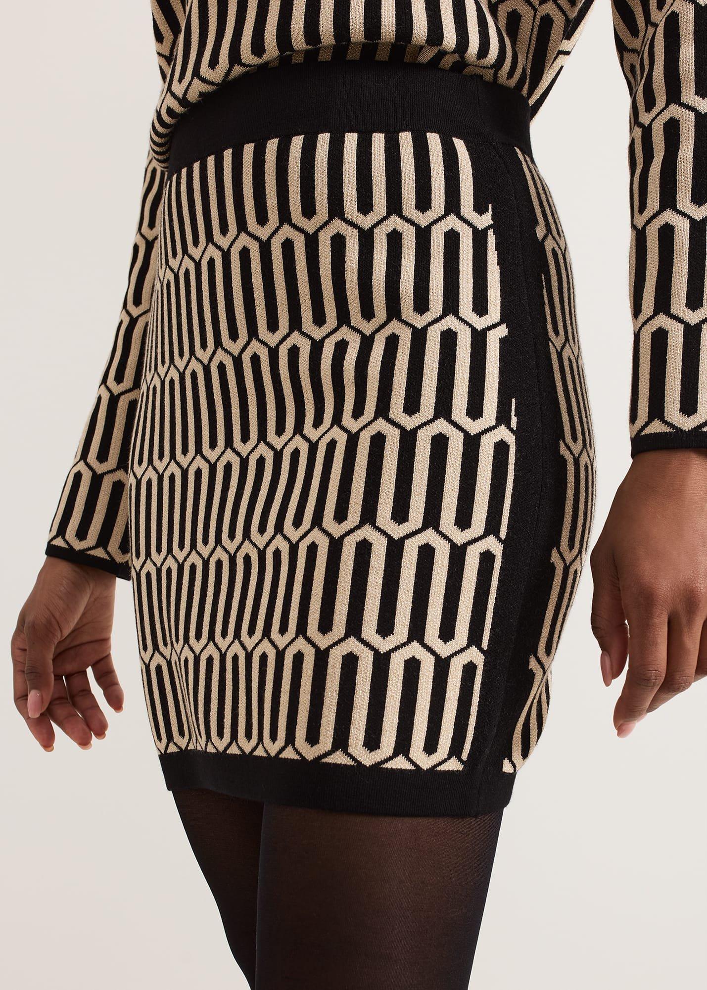 ${product-id}-Tanya Lurex Geo Mini Skirt-Gunmetal-${view-type}