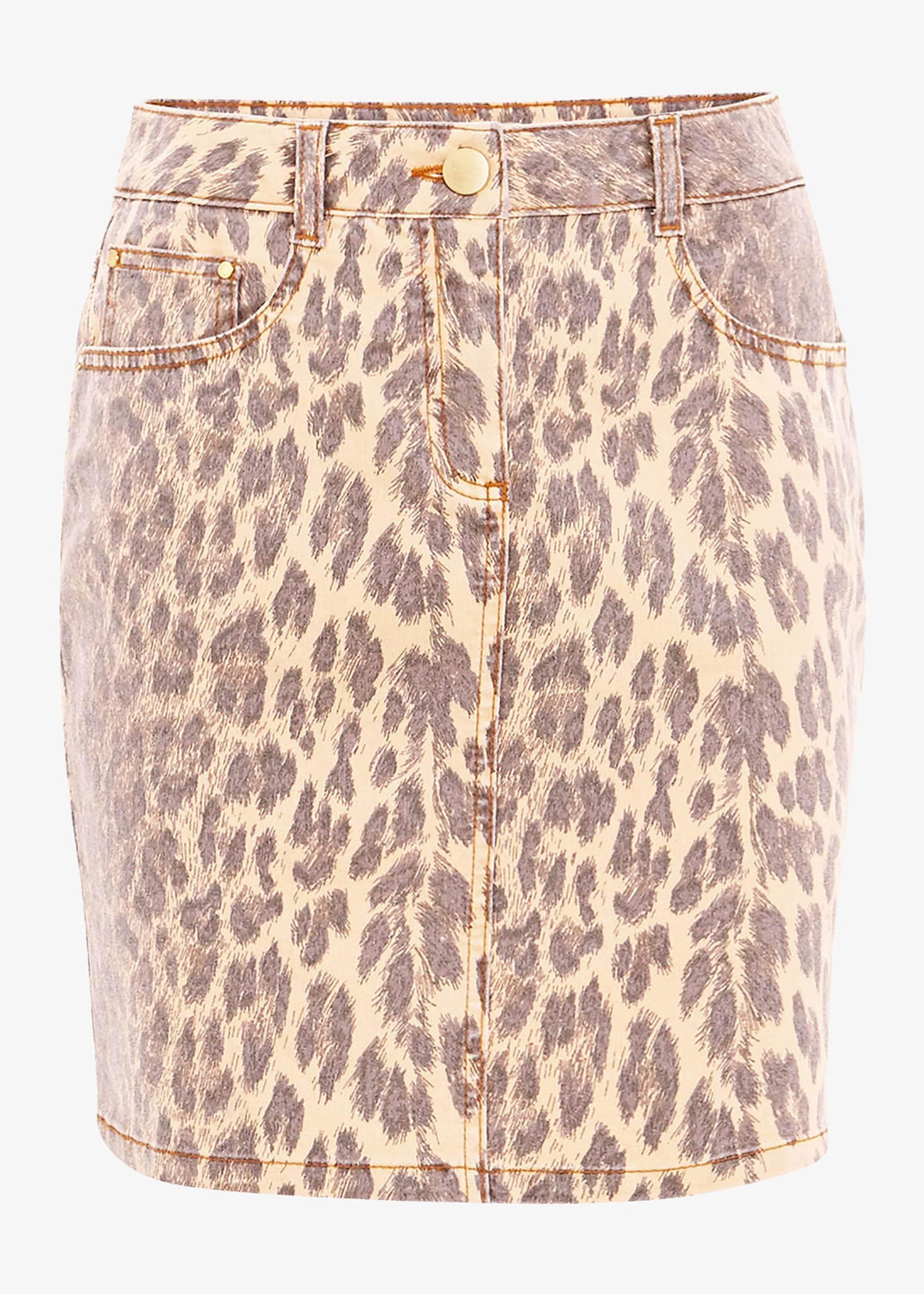 Alexia Leopard Print Denim Skirt