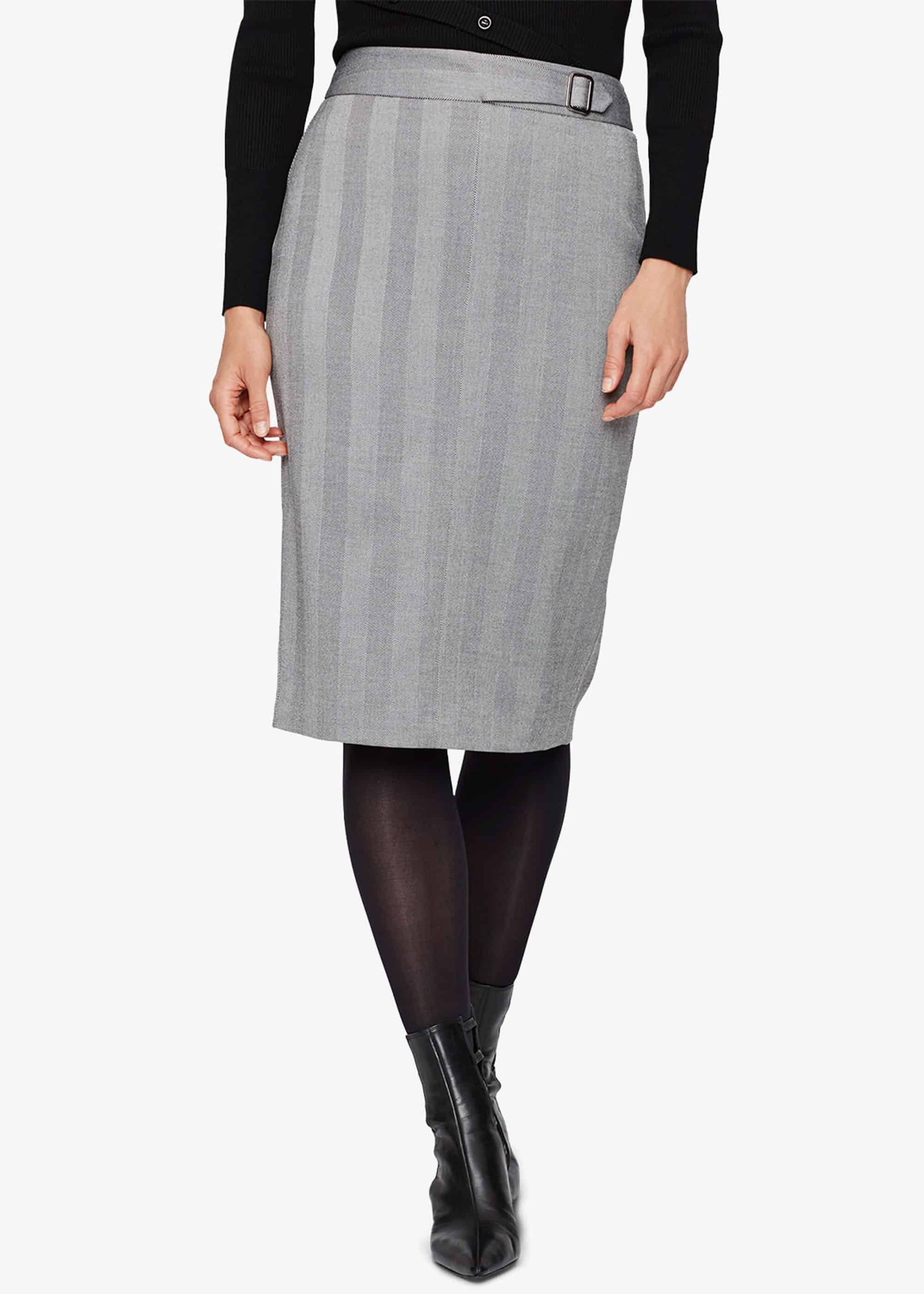 Hettie Herringbone Pencil Skirt