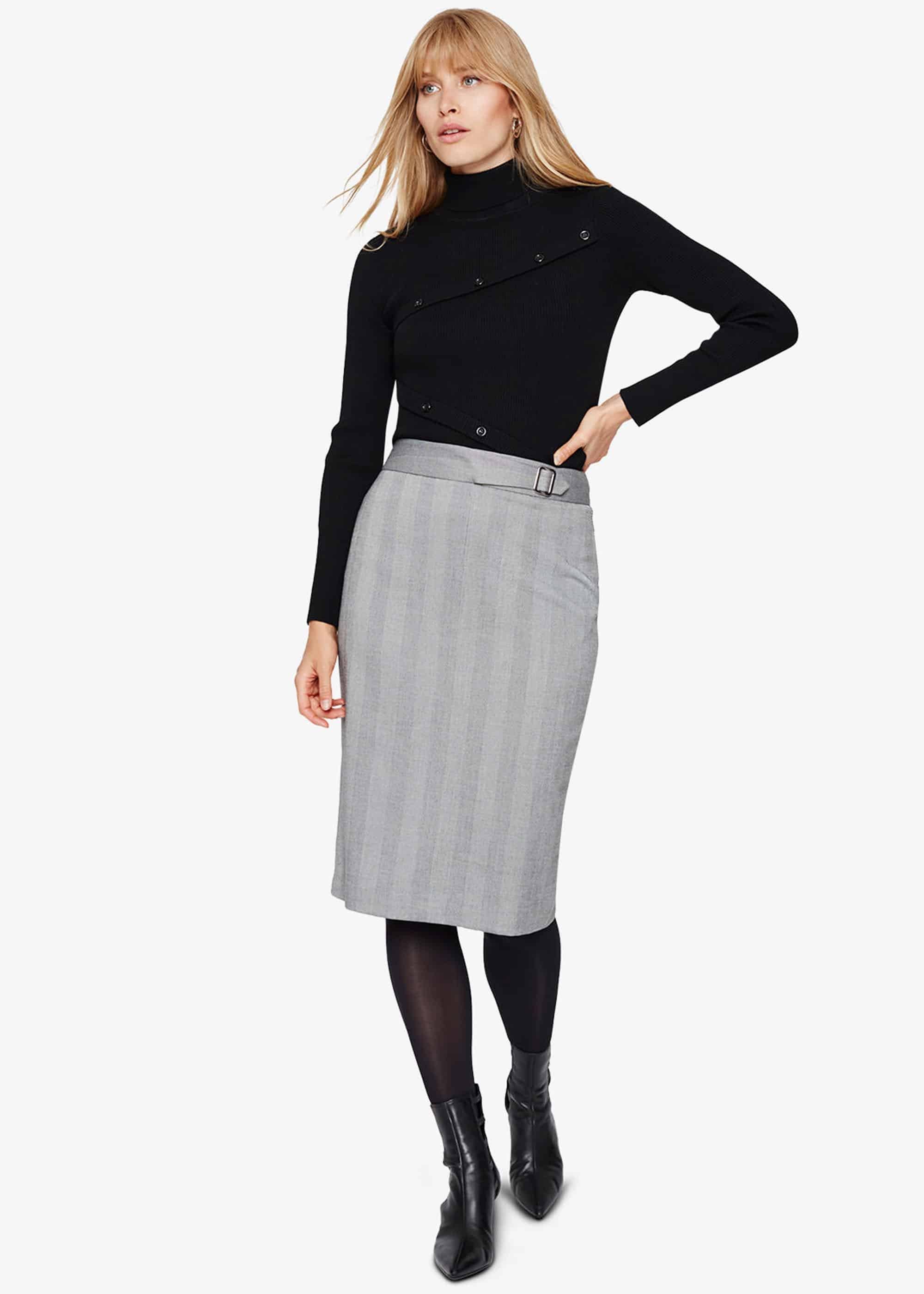 Hettie Herringbone Pencil Skirt