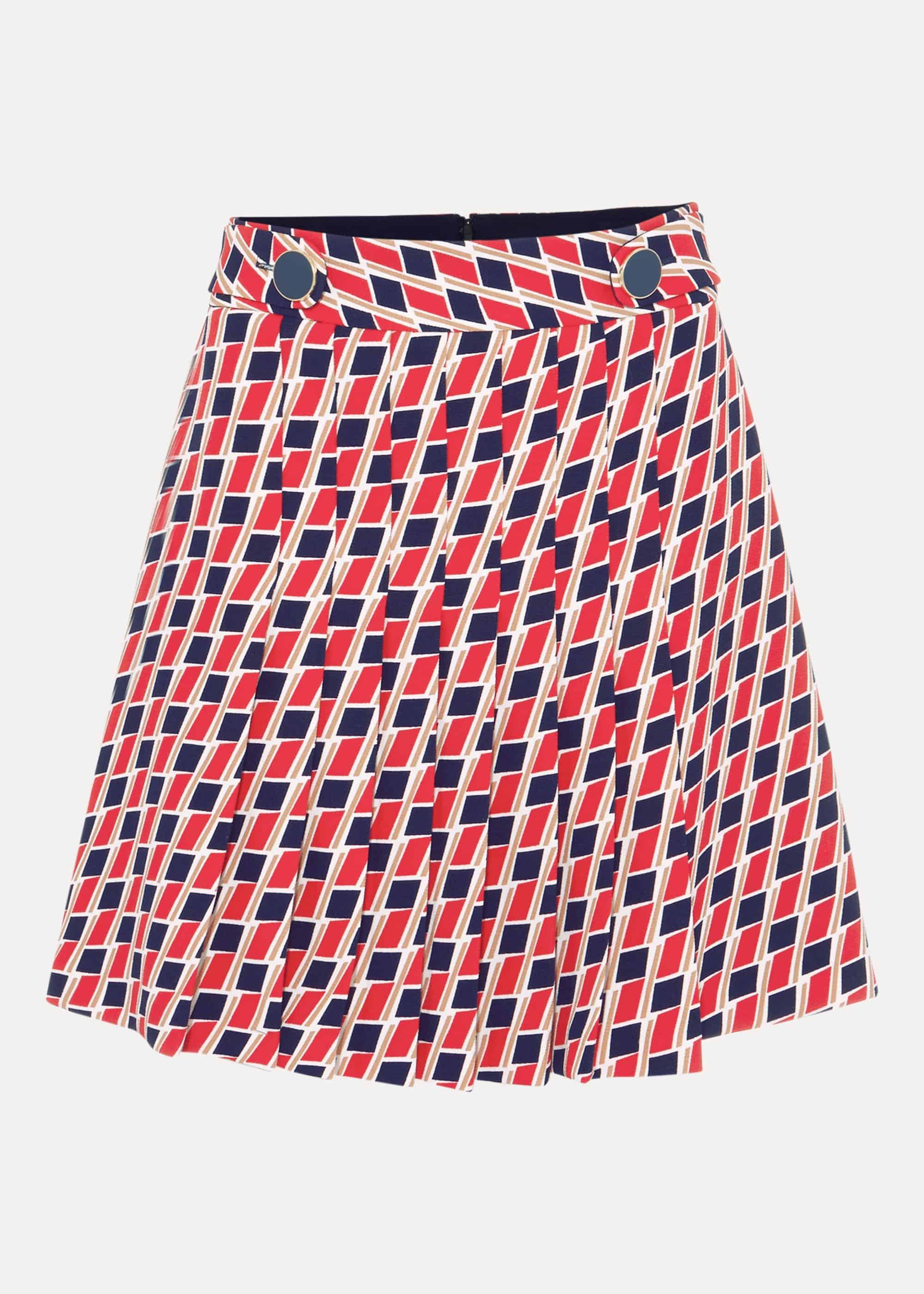 Mindy Chevron Print Pleated Mini Skirt