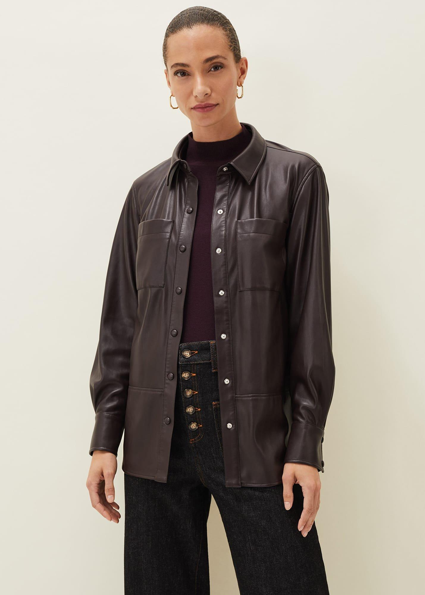 Aphia Faux Leather Shacket