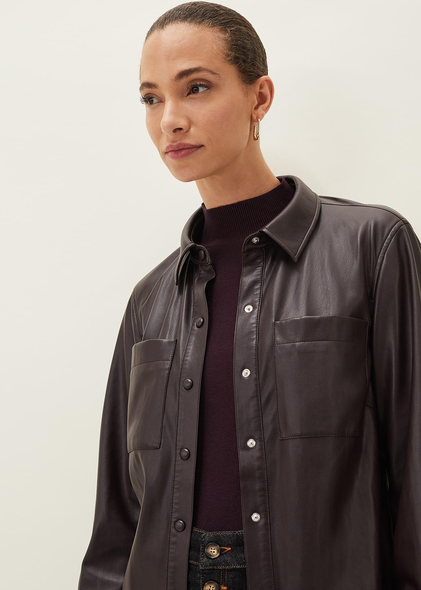 Aphia Faux Leather Shacket