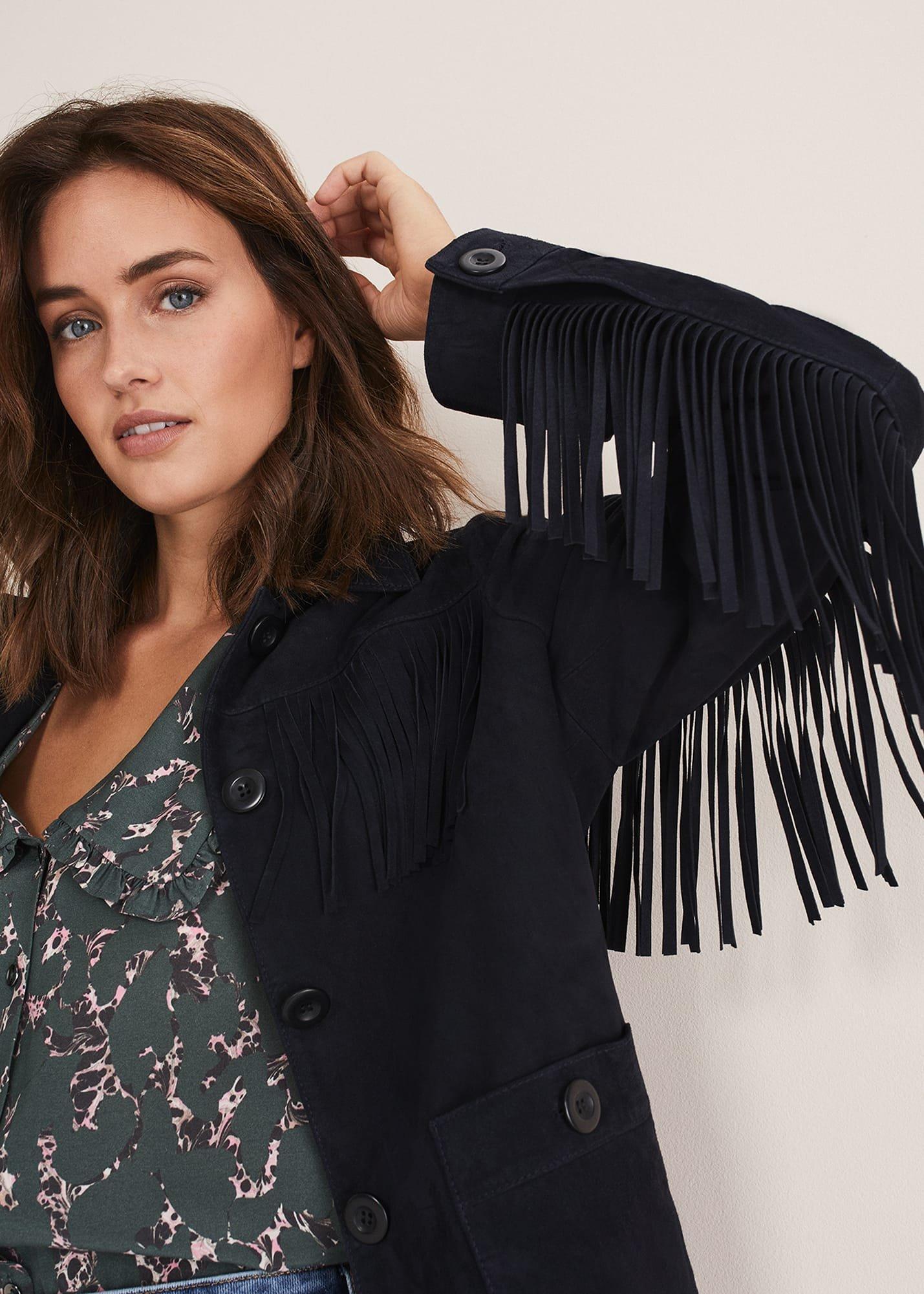 Flora Fringe Suede Jacket