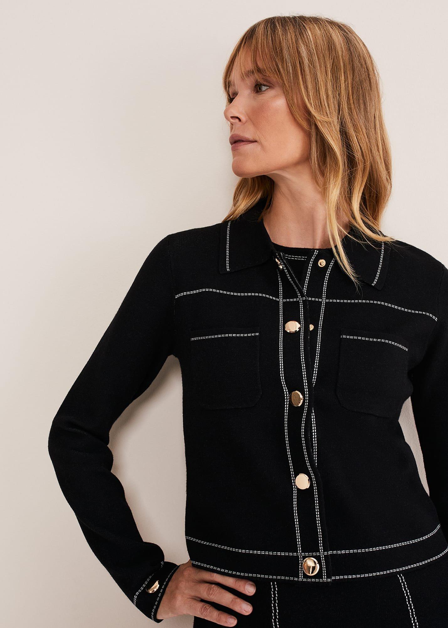 Amaya Contrast Stitch Knit Jacket