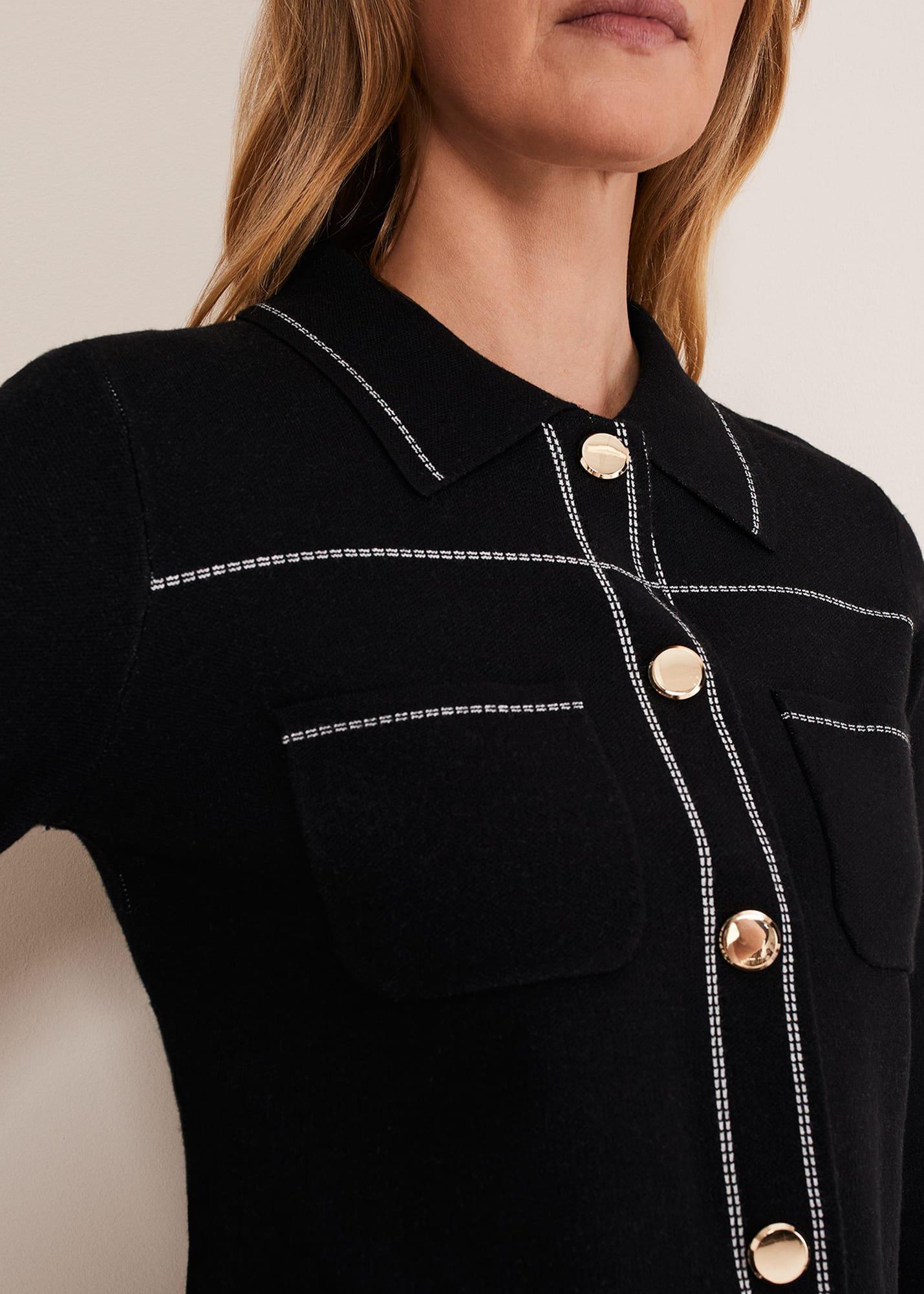 Amaya Contrast Stitch Knit Jacket