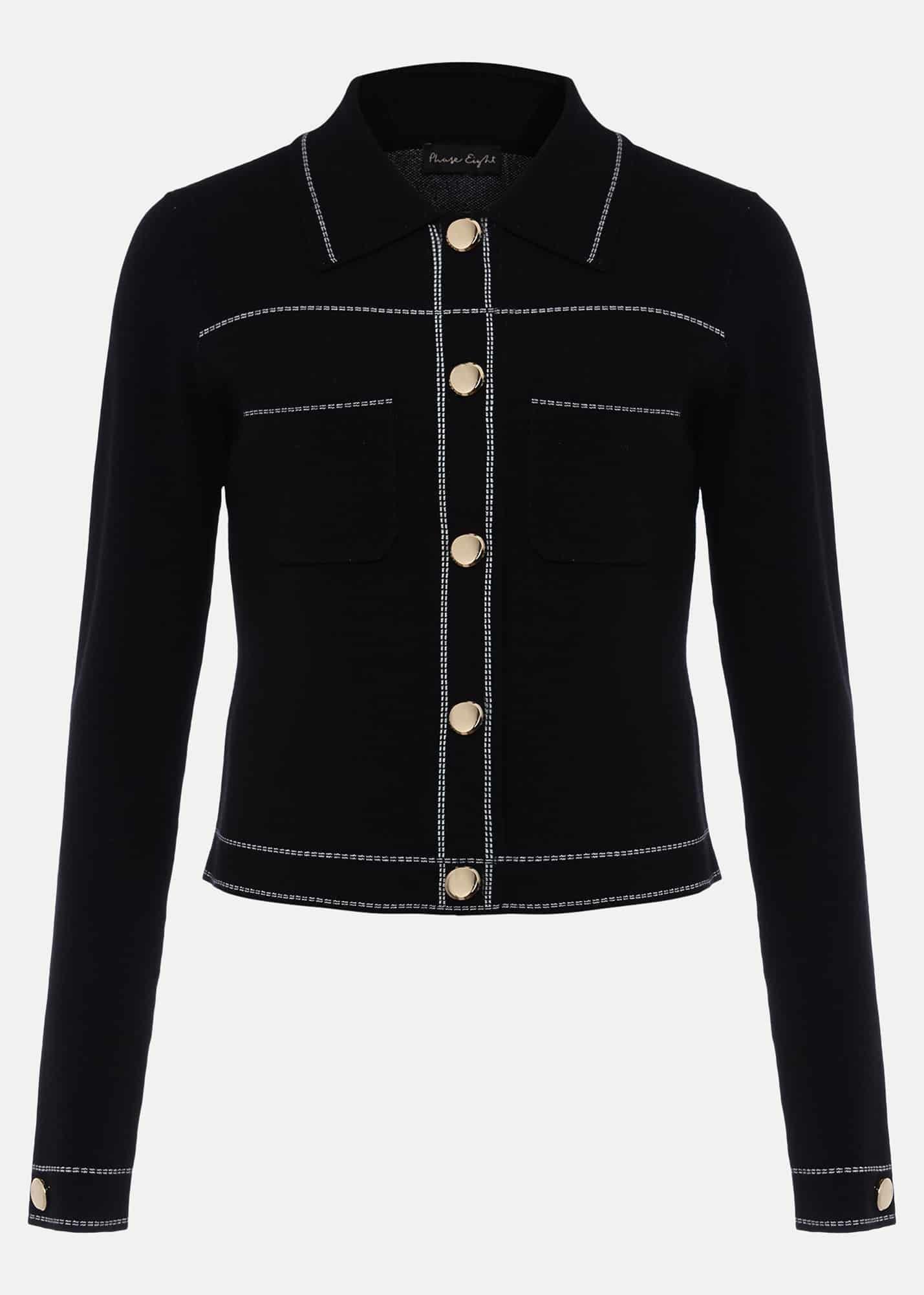 Amaya Contrast Stitch Knit Jacket