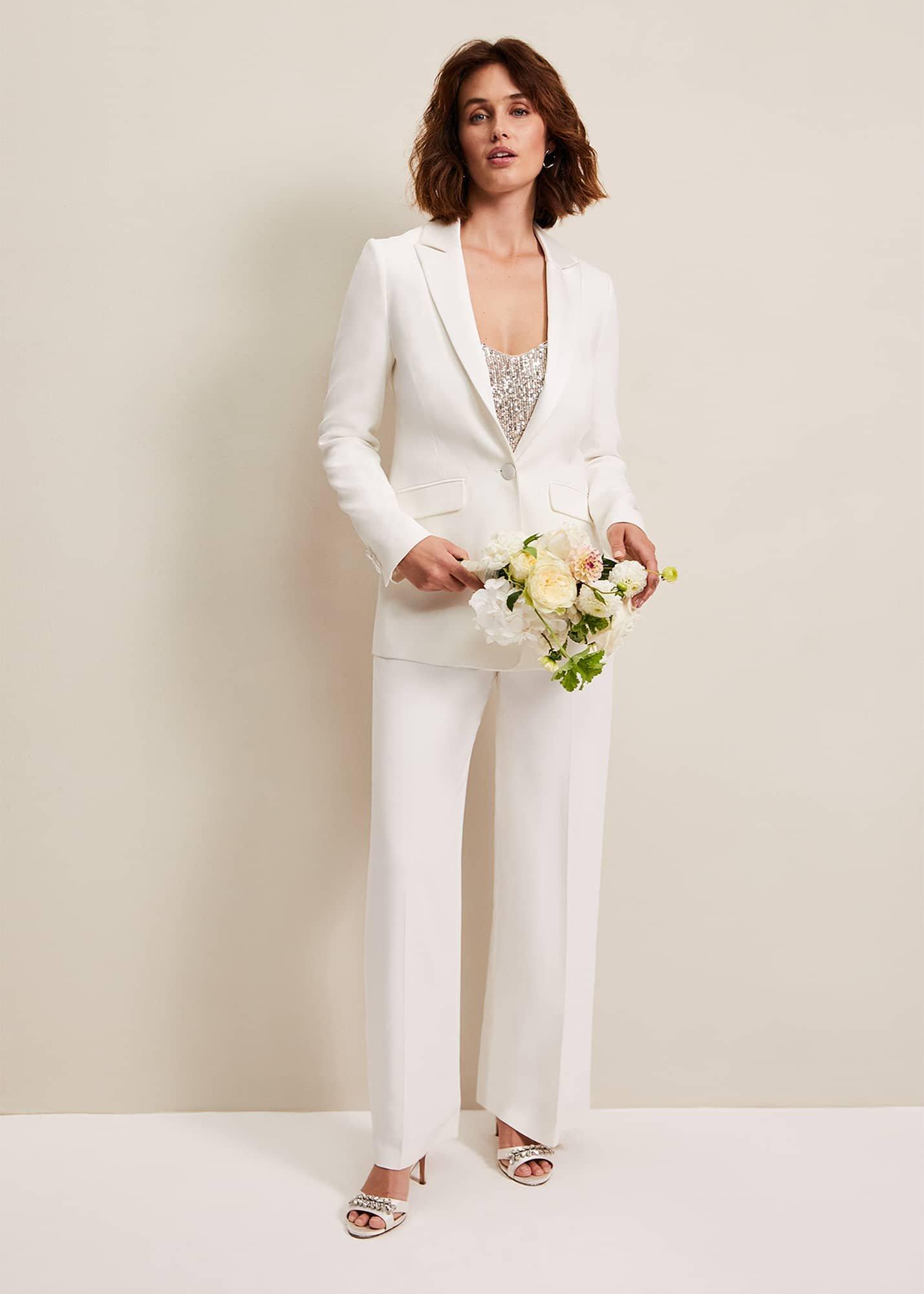 Beatriz White Satin Bridal Blazer
