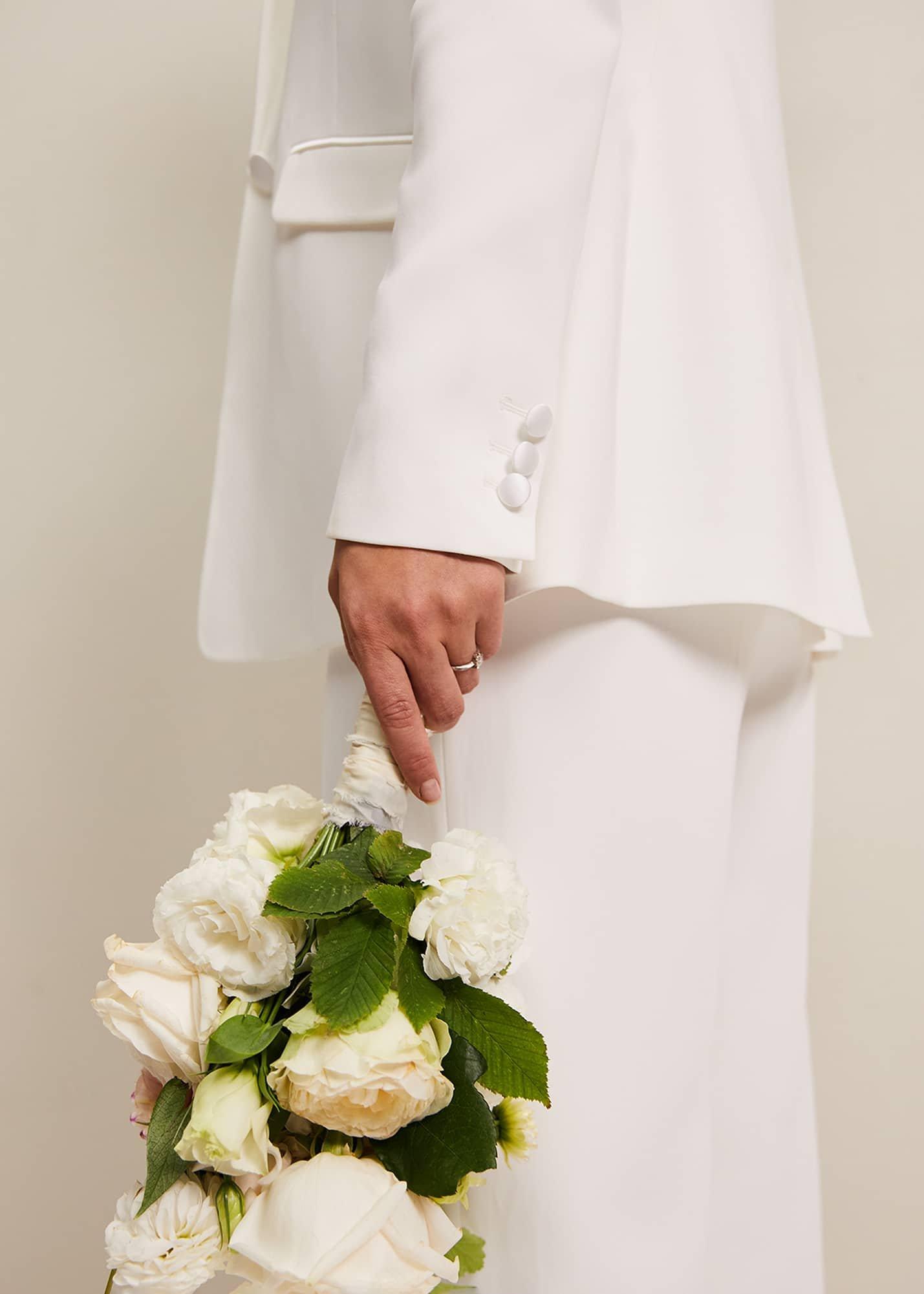 Beatriz White Satin Bridal Blazer