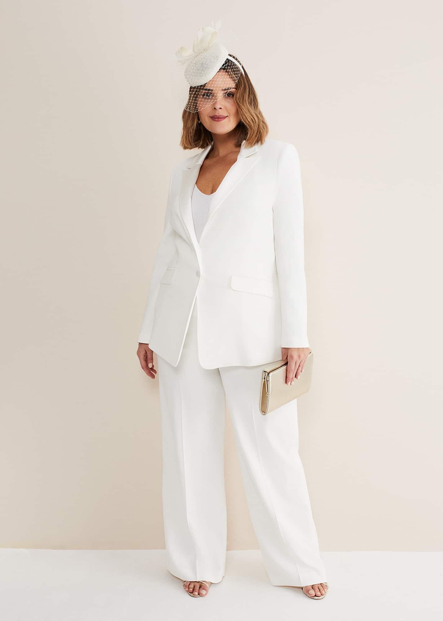 Beatriz White Satin Bridal Blazer