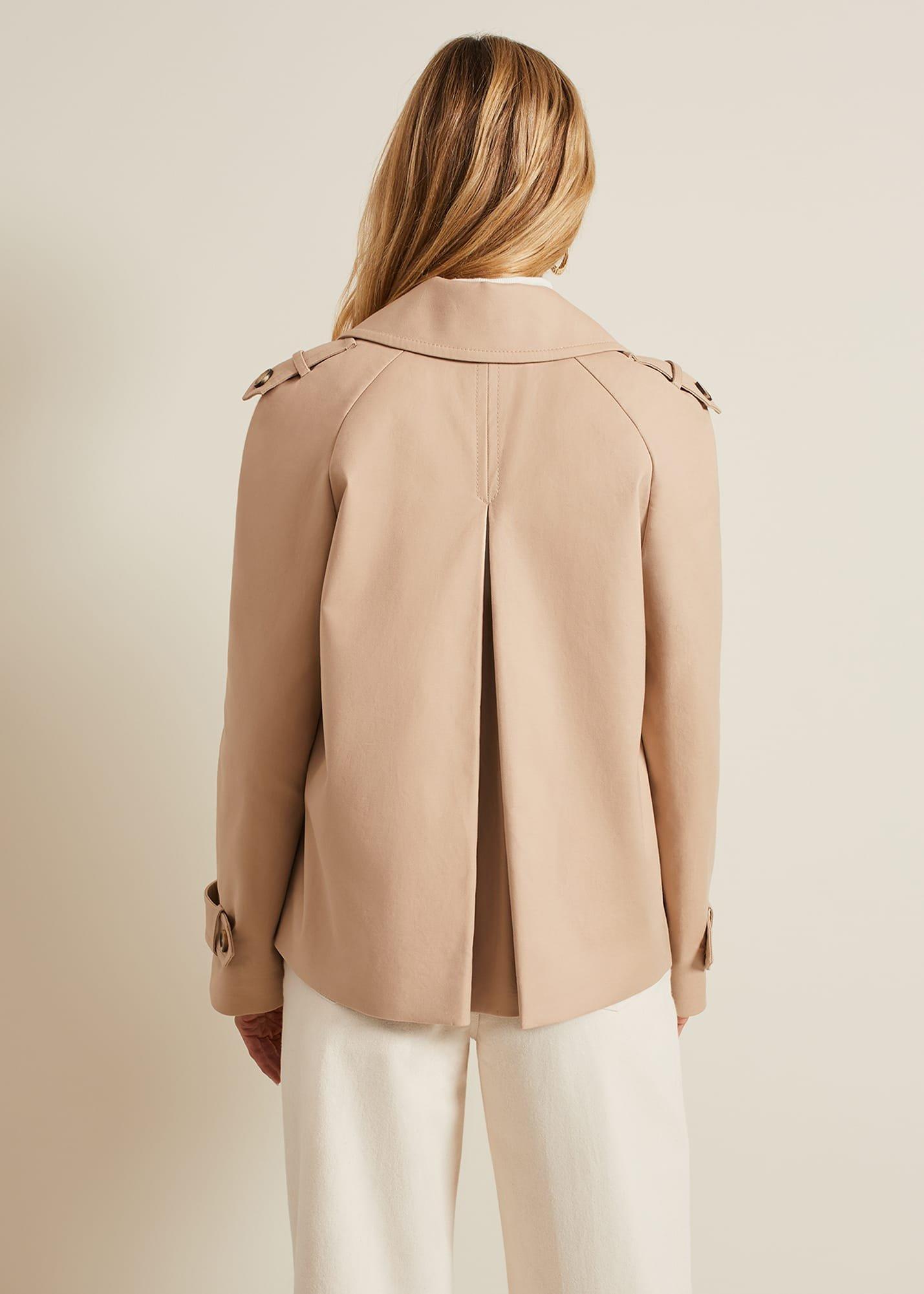 Lola Camel Cropped Trench Jacket