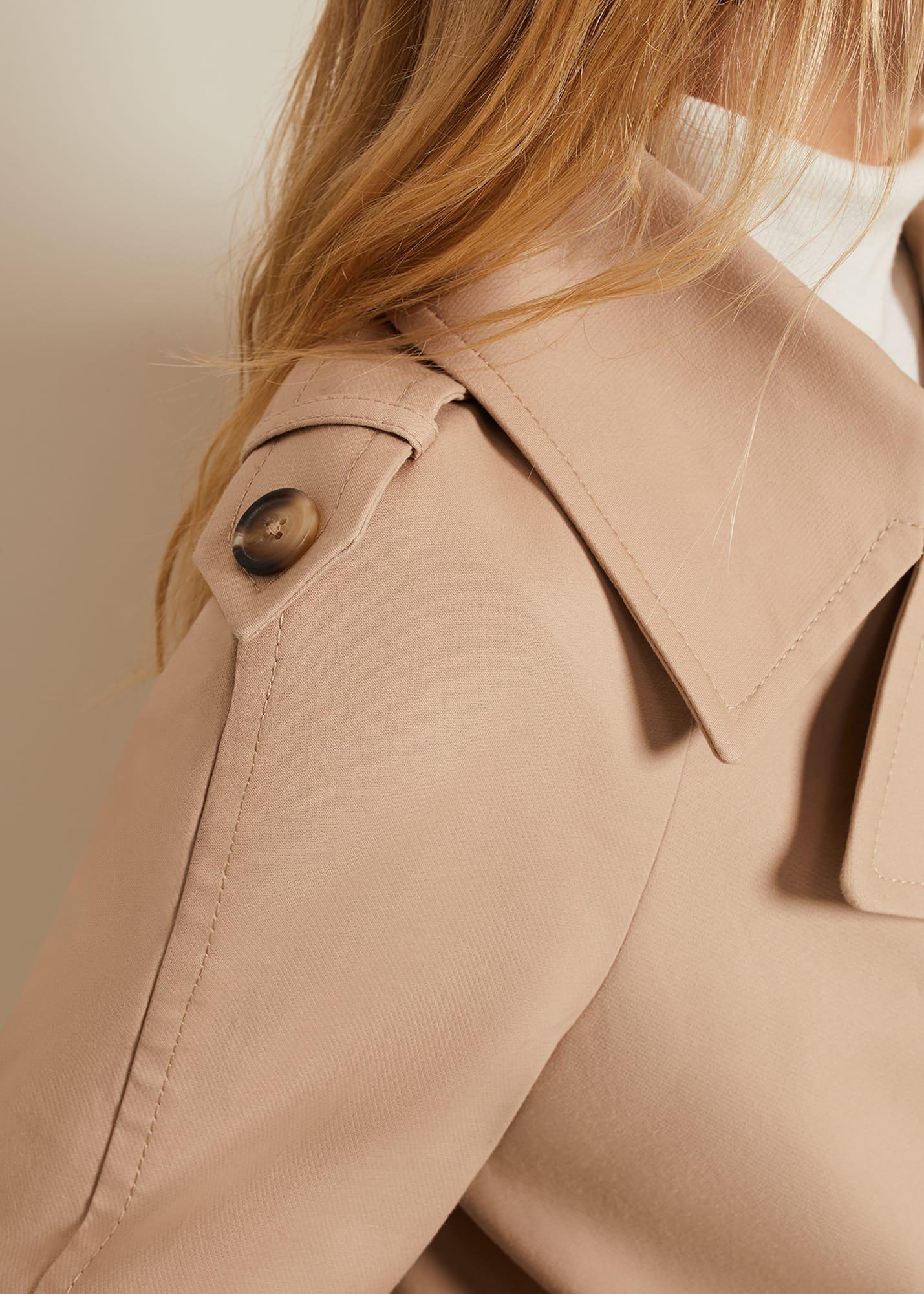 Lola Camel Cropped Trench Jacket