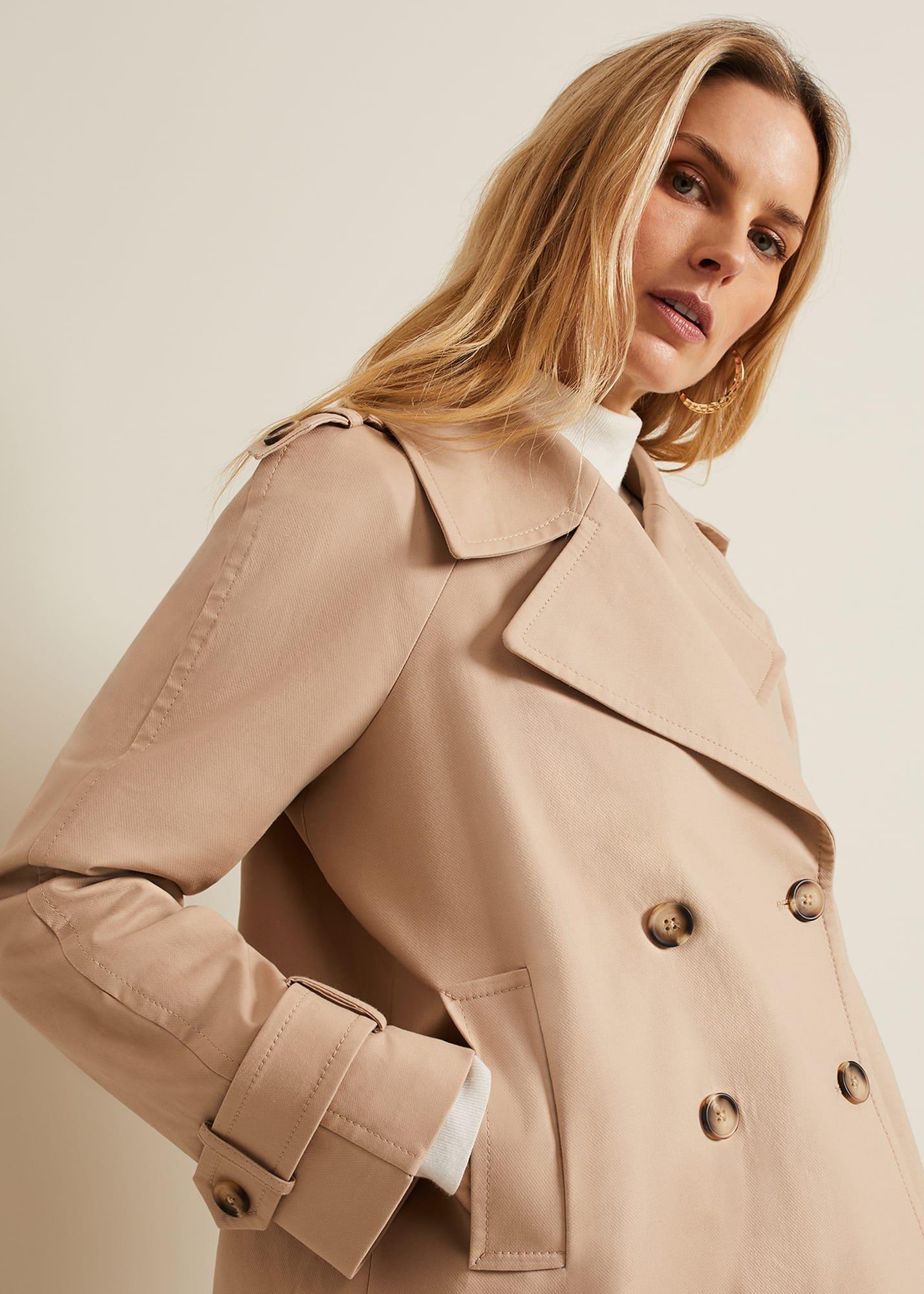 Lola Camel Cropped Trench Jacket