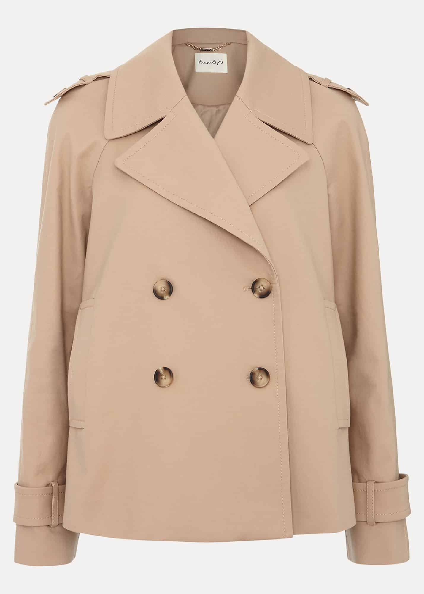 Lola Camel Cropped Trench Jacket